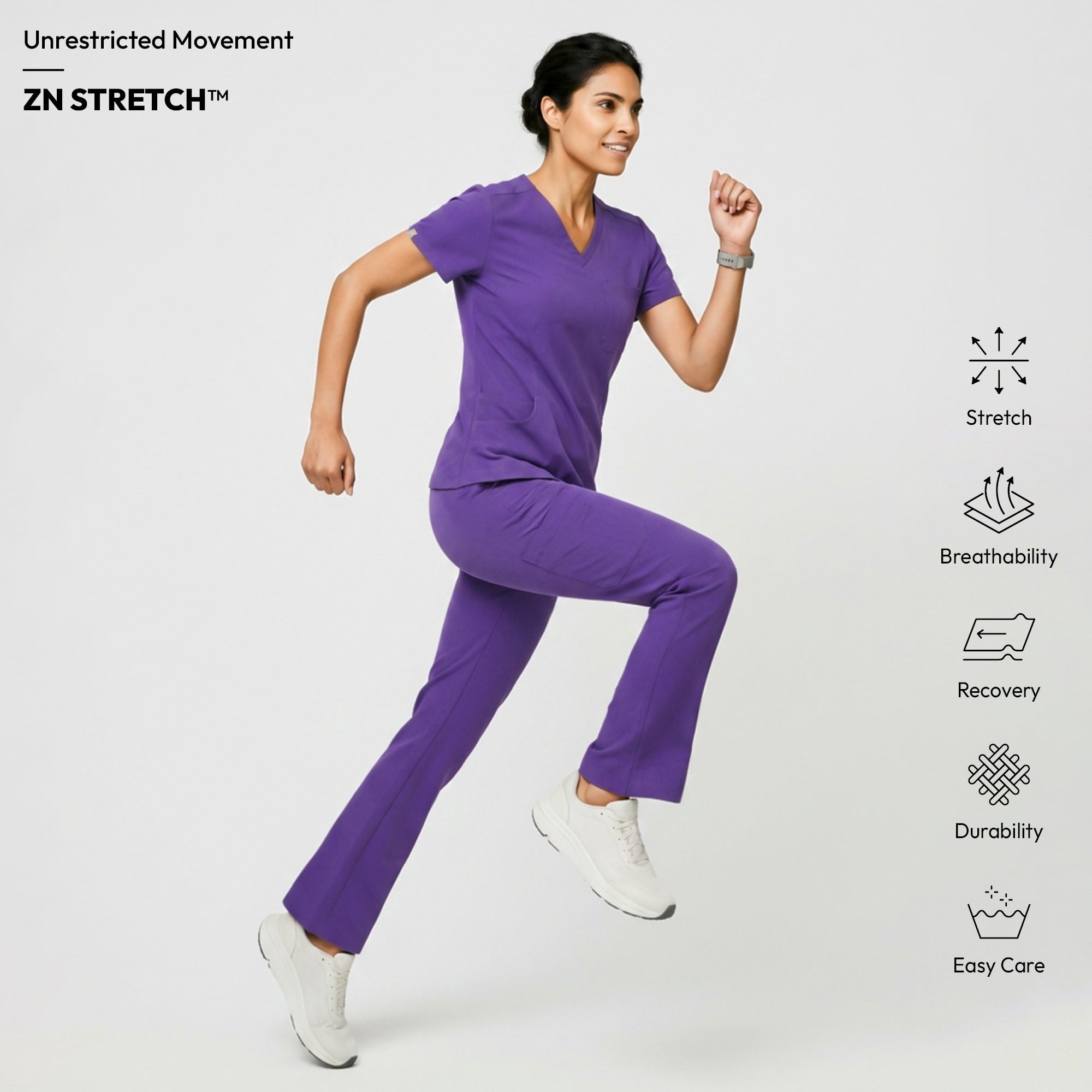 Zenir | Women's Soft Stretch Scrub Top - Eggplant