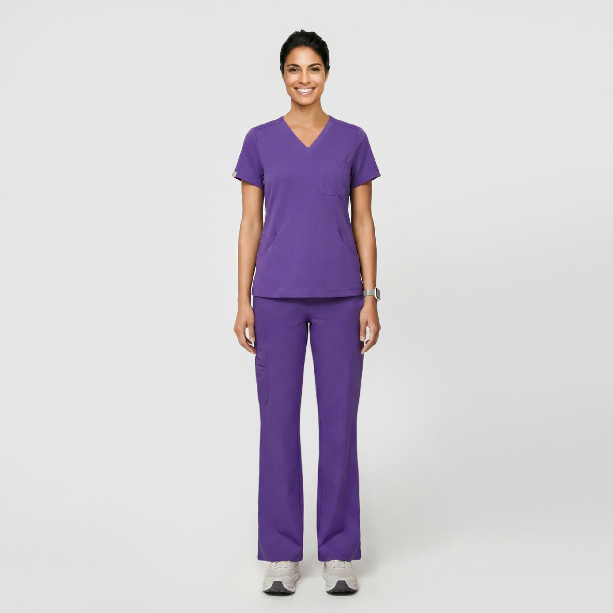 Zenir | Women's Soft Stretch Scrub Top - Eggplant