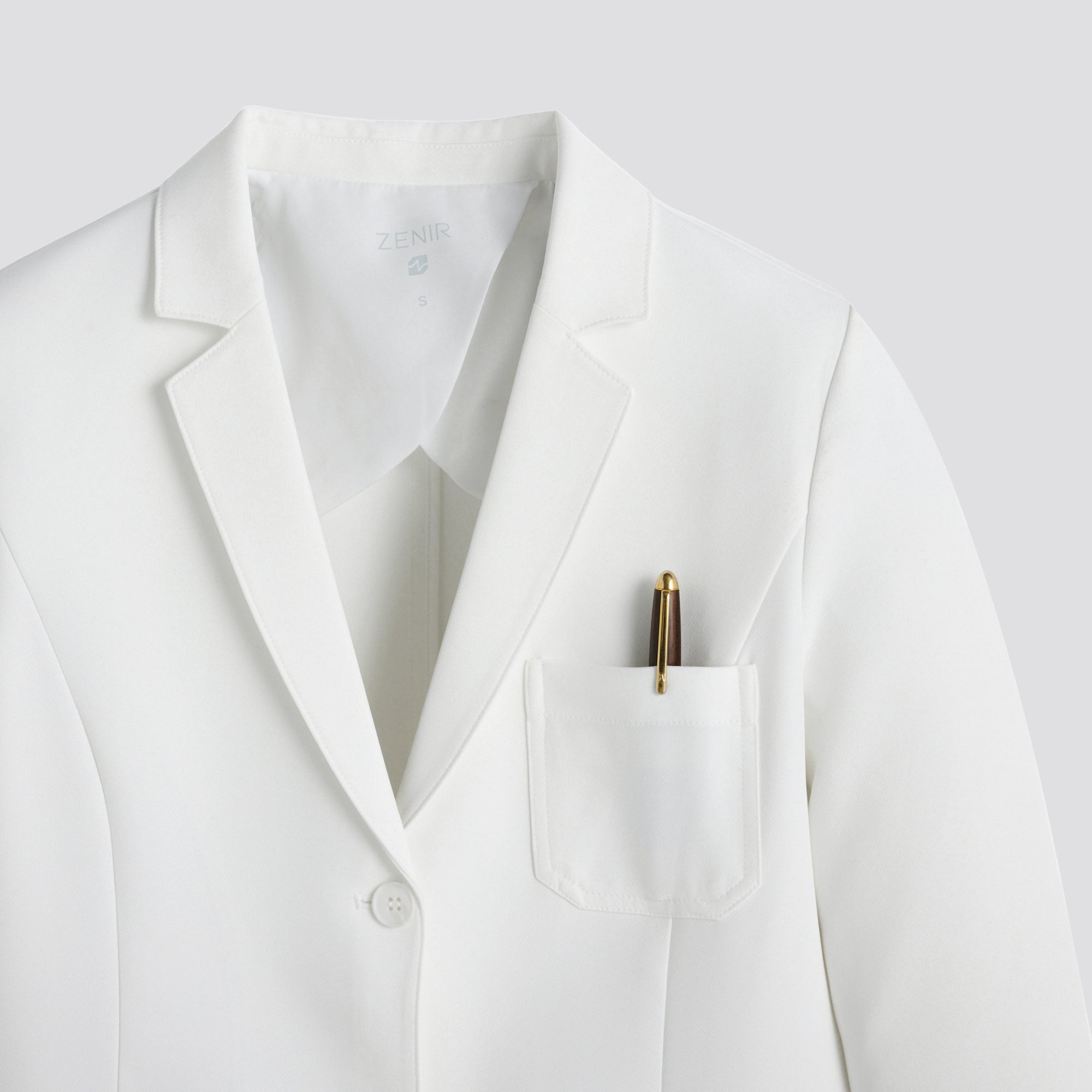 Zenir | Structured Nuevo Long Lab Coat LCW-203 - Ivory White
