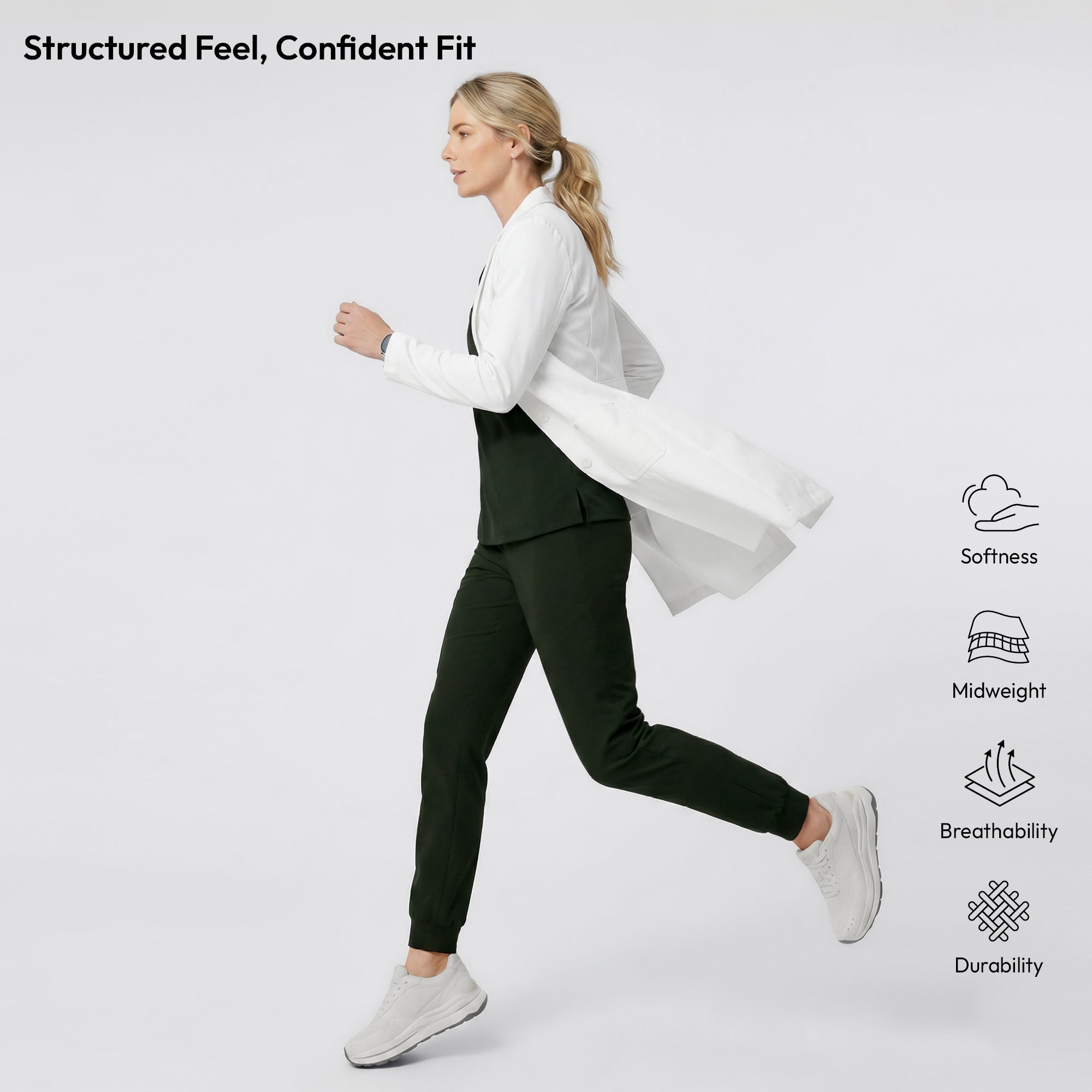 Zenir | Structured Nuevo Long Lab Coat LCW-203 - Ivory White