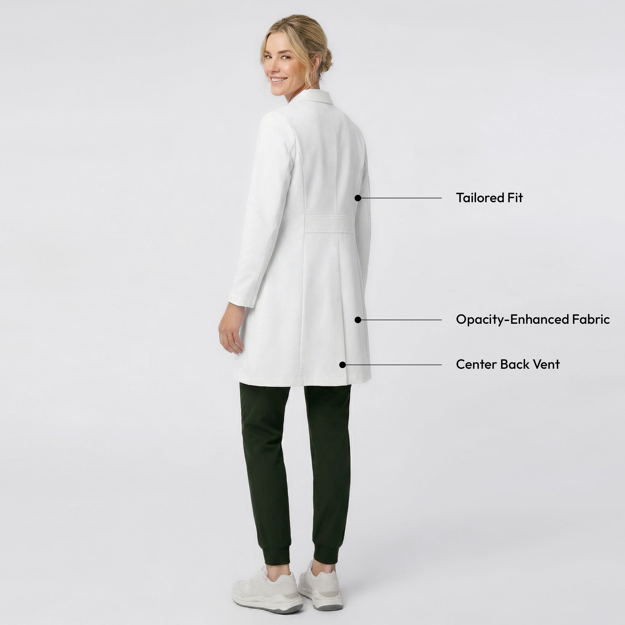 Zenir | Structured Nuevo Long Lab Coat LCW-203 - Ivory White