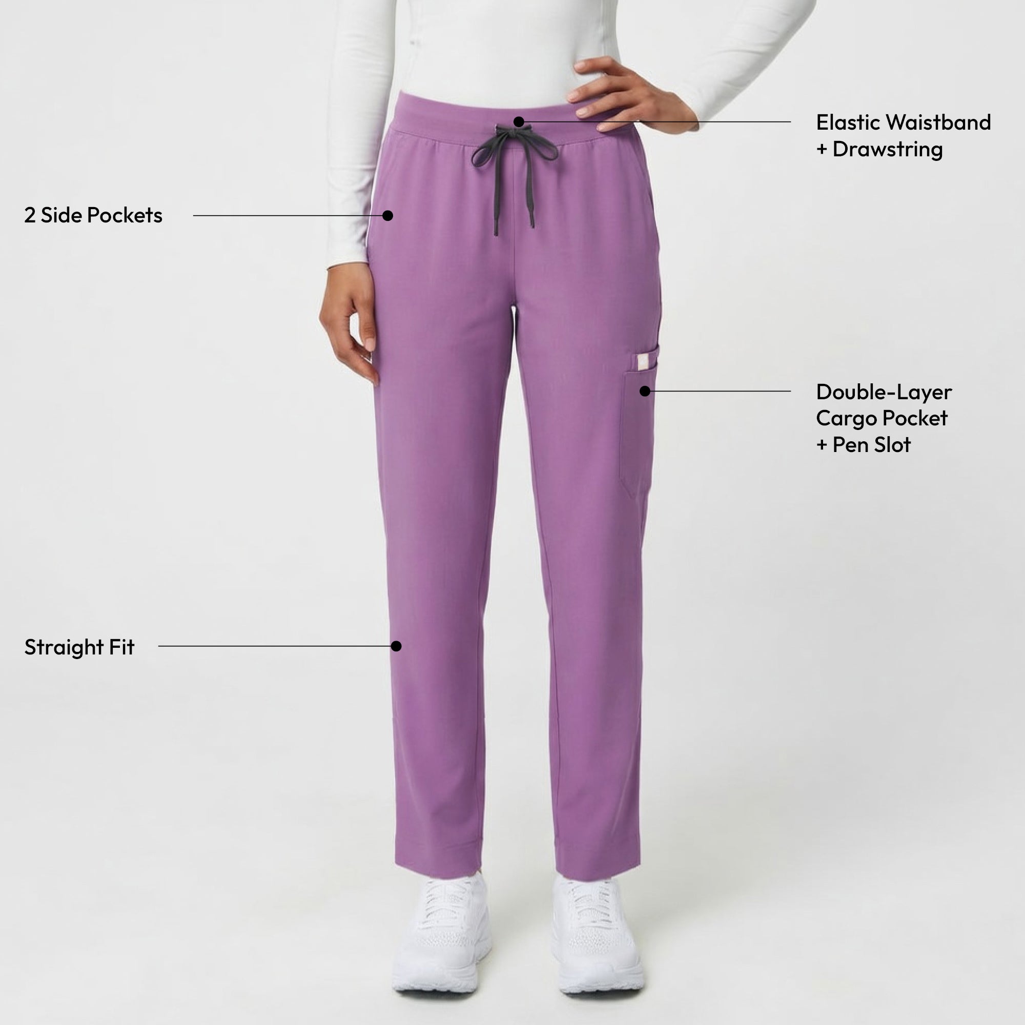 Zenir | Women's Signature Straight Scrub Pants - Mauve Pink