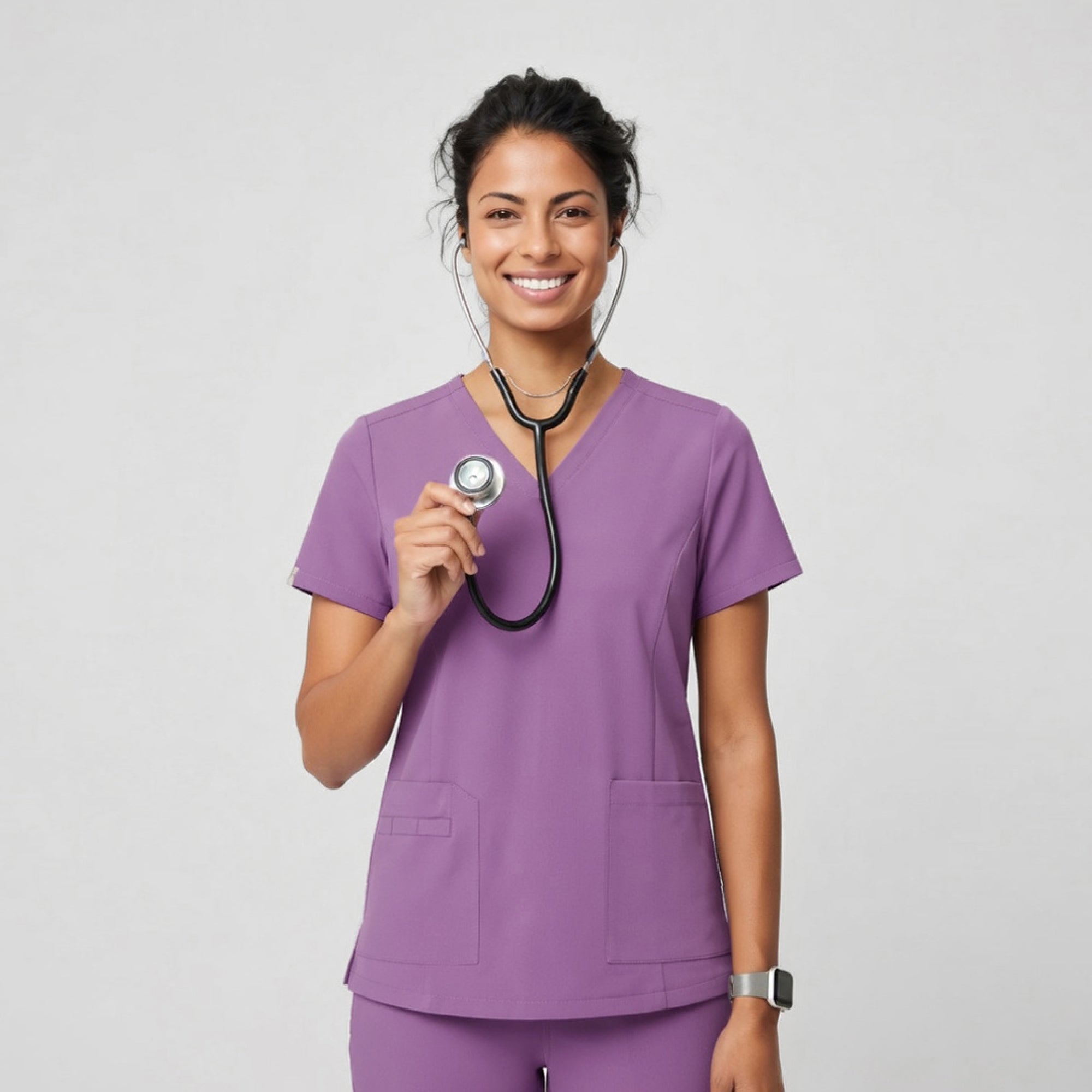 Zenir | Women's VersaPocket Scrub Top - Mauve Pink
