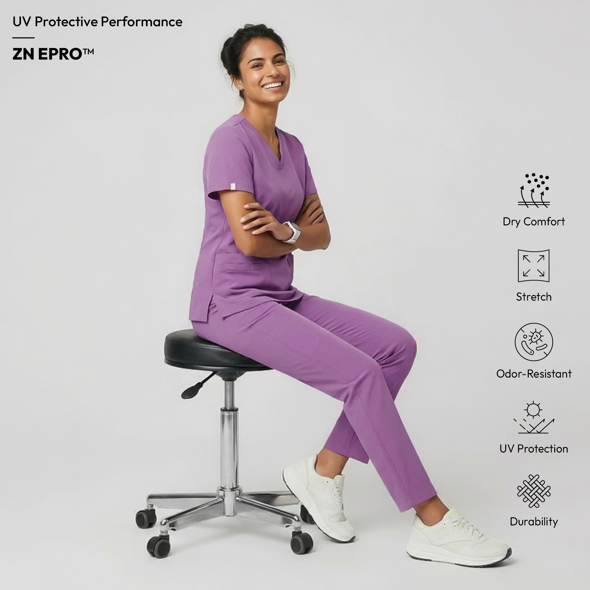 Zenir | Women's VersaPocket Scrub Top - Mauve Pink