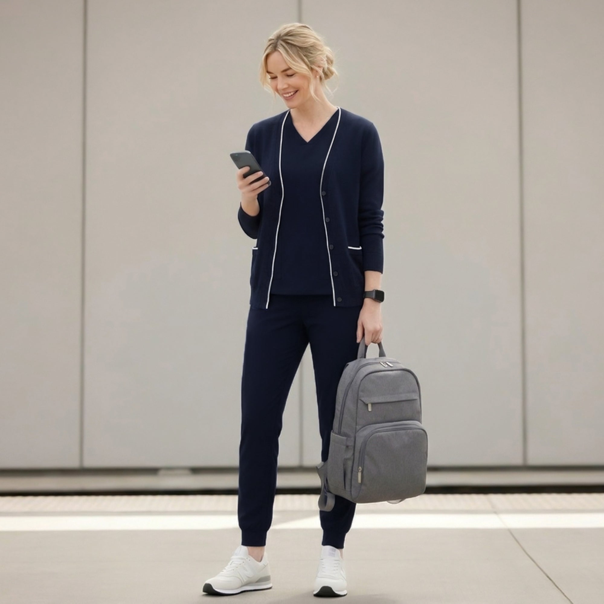 Zenir | Women's Easy-Fit Jogger Scrub Pants - Navy