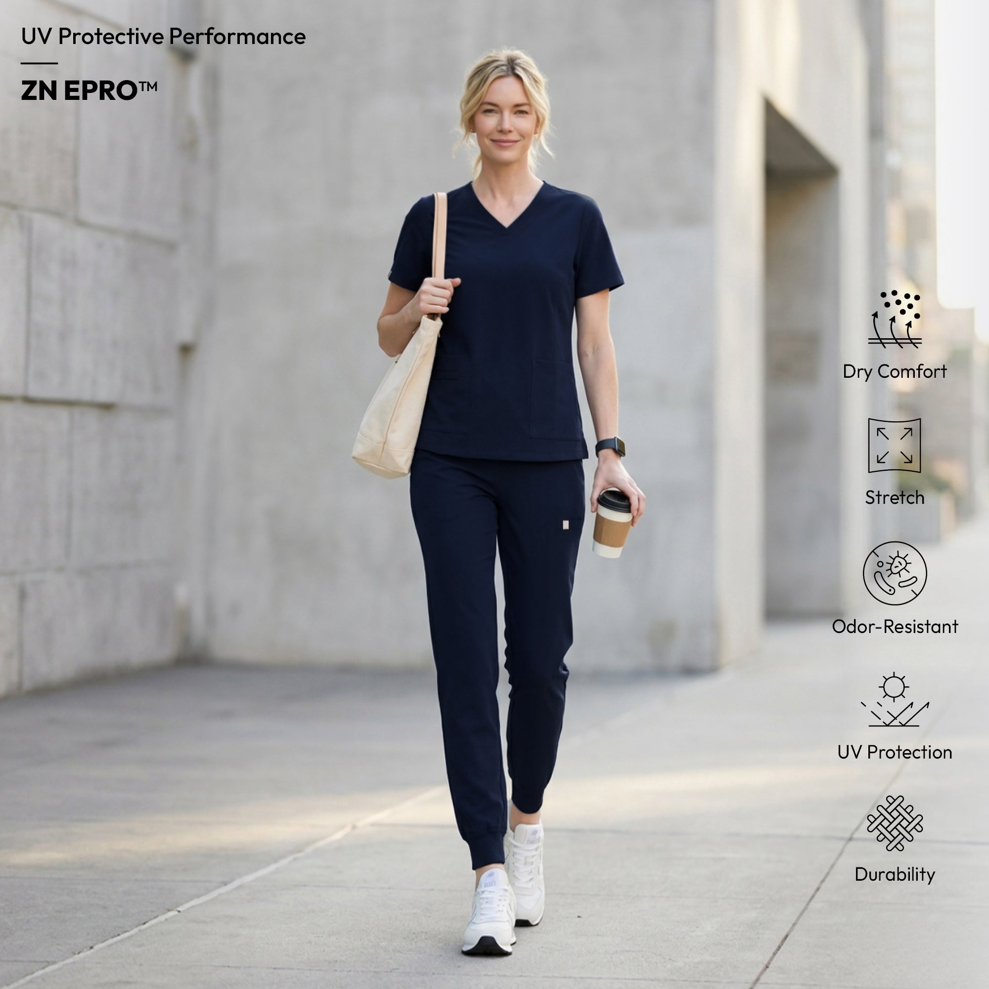 Zenir | Women's Easy-Fit Jogger Scrub Pants - Navy