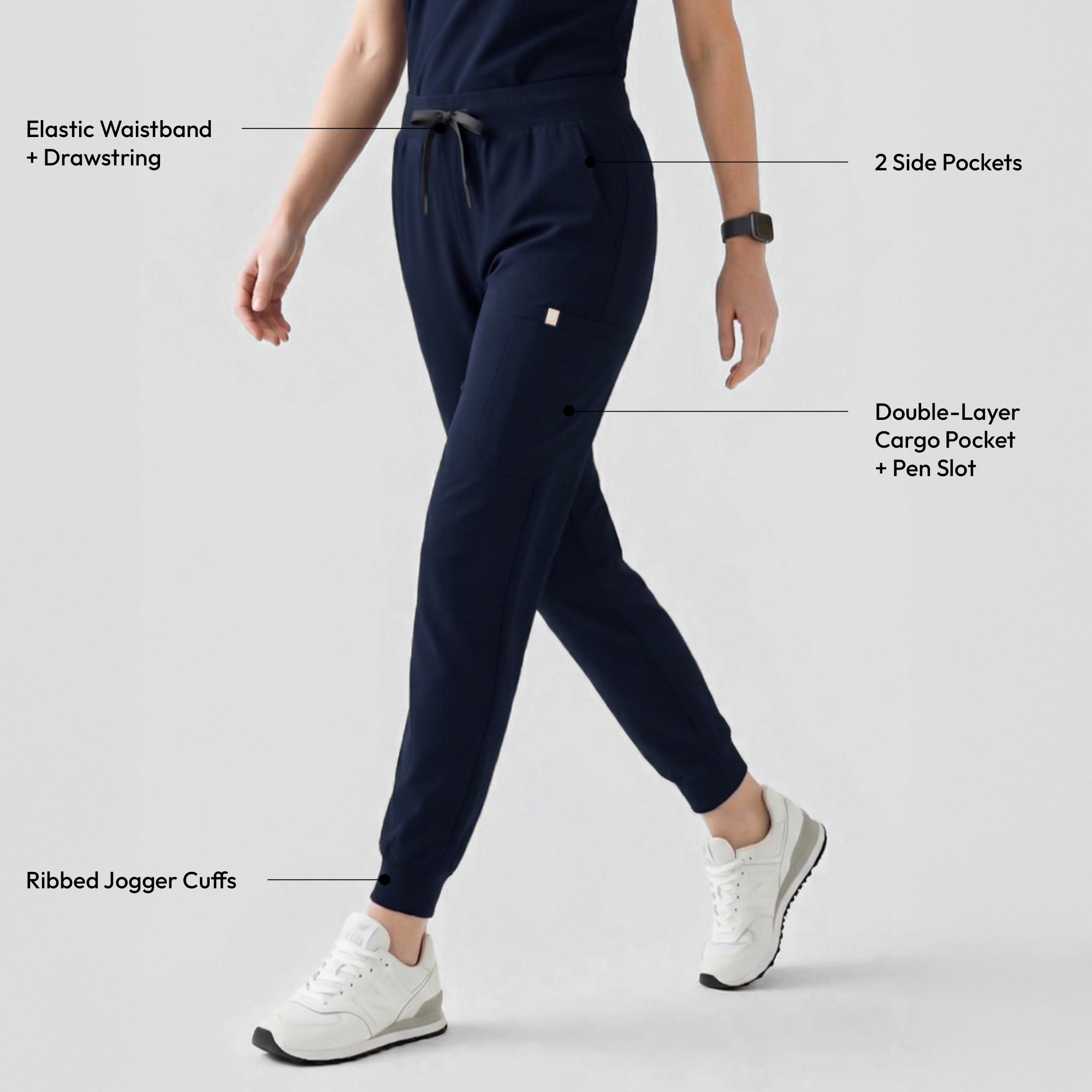 Zenir | Women's Easy-Fit Jogger Scrub Pants - Navy