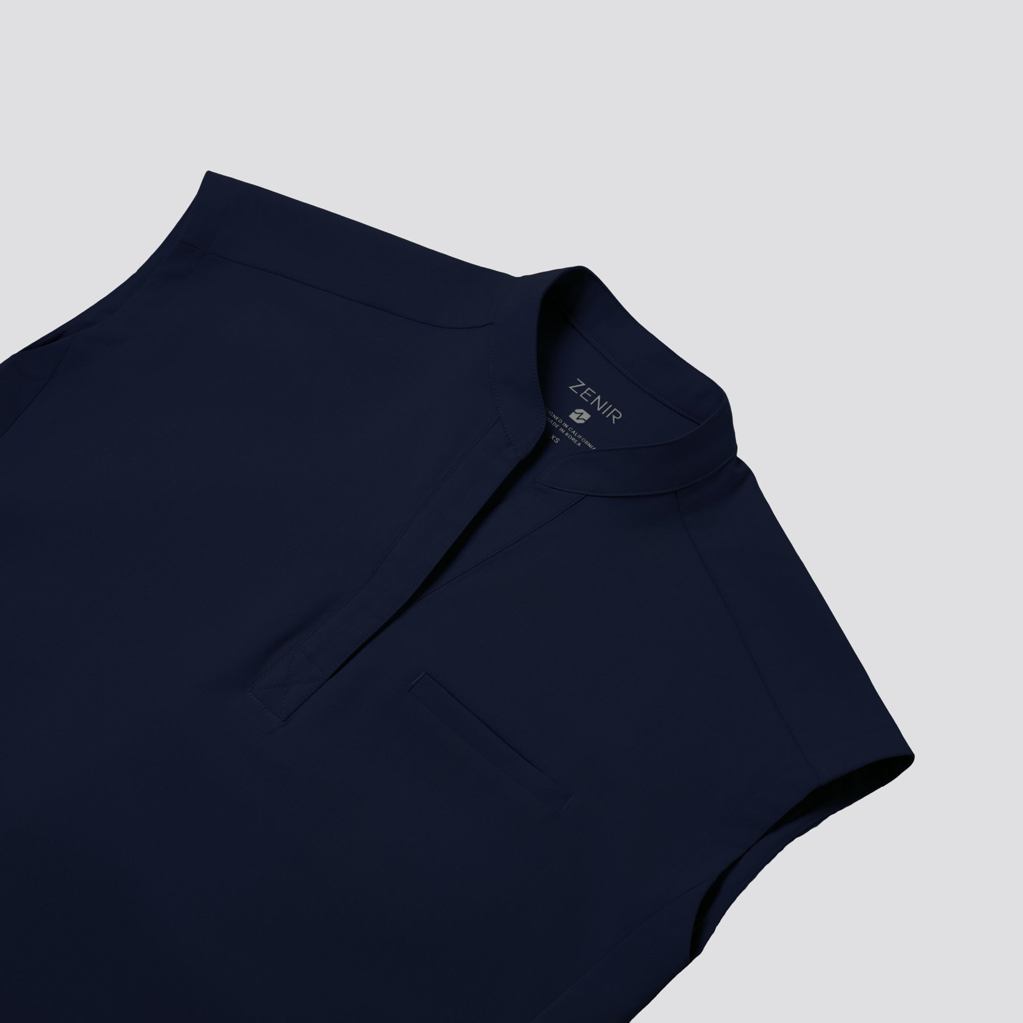 Zenir | Women's Mandarin Collar Scrub Top - Navy