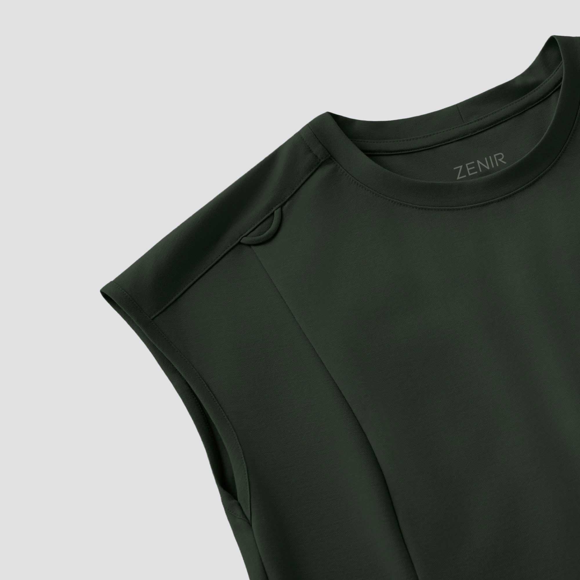 Zenir | Women's Soft Stretch Crewneck Scrub Top - Olive Green