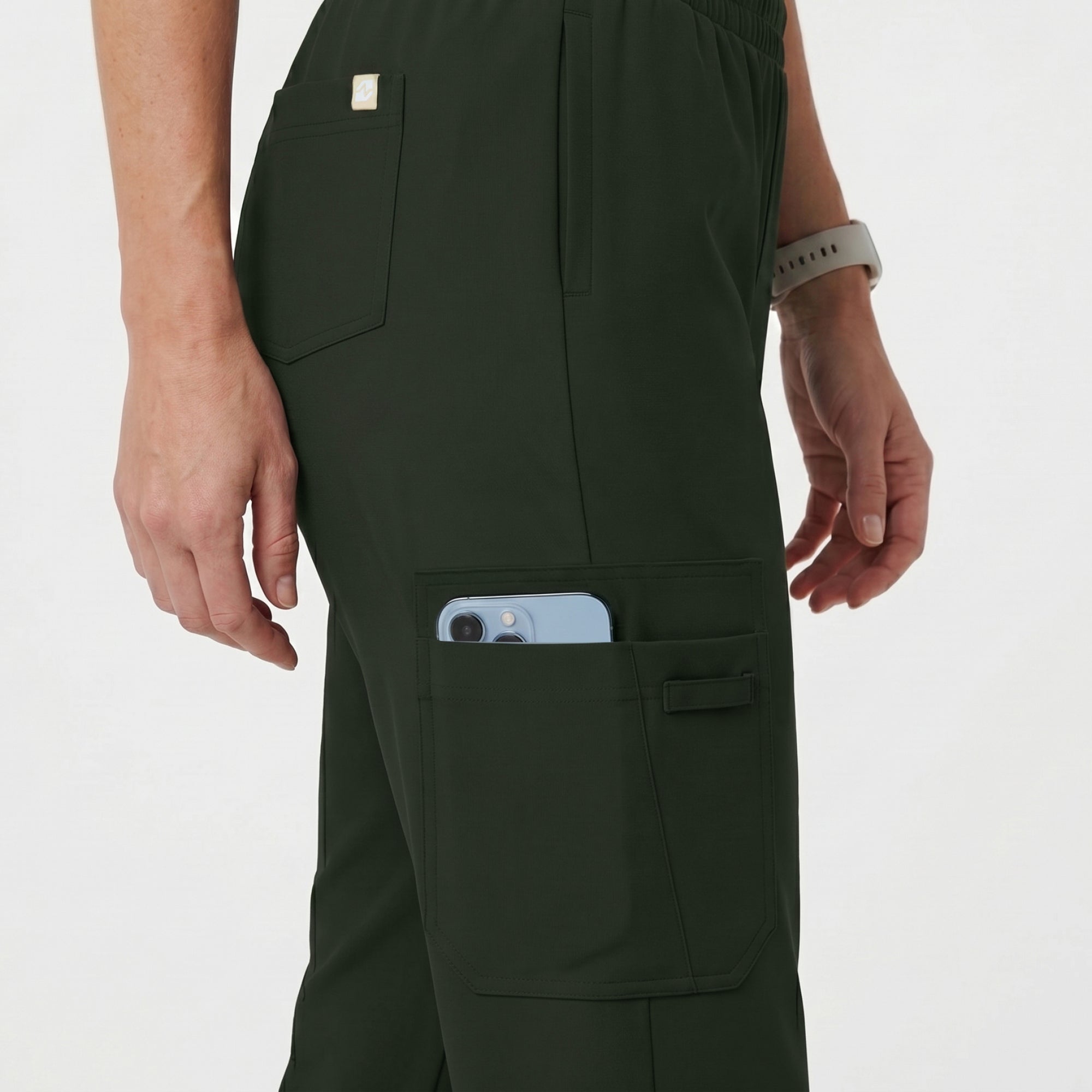 Zenir | Women's Soft Stretch High Waisted Flare Scrub Pants - Olive Green