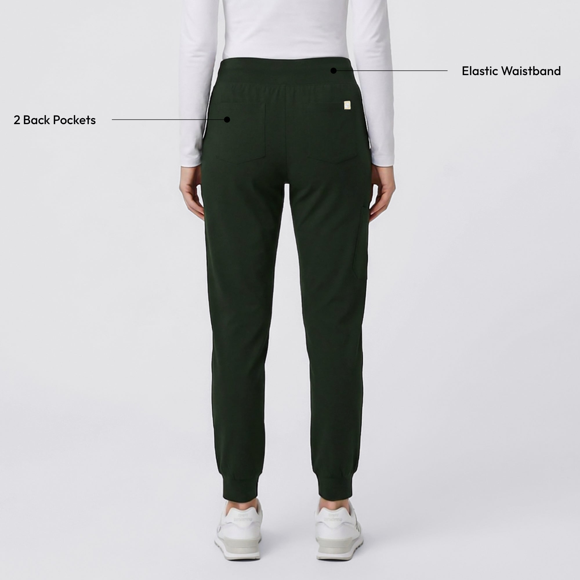 Zenir | Women's Soft Stretch High Waisted Jogger Scrub Pants - Olive Green