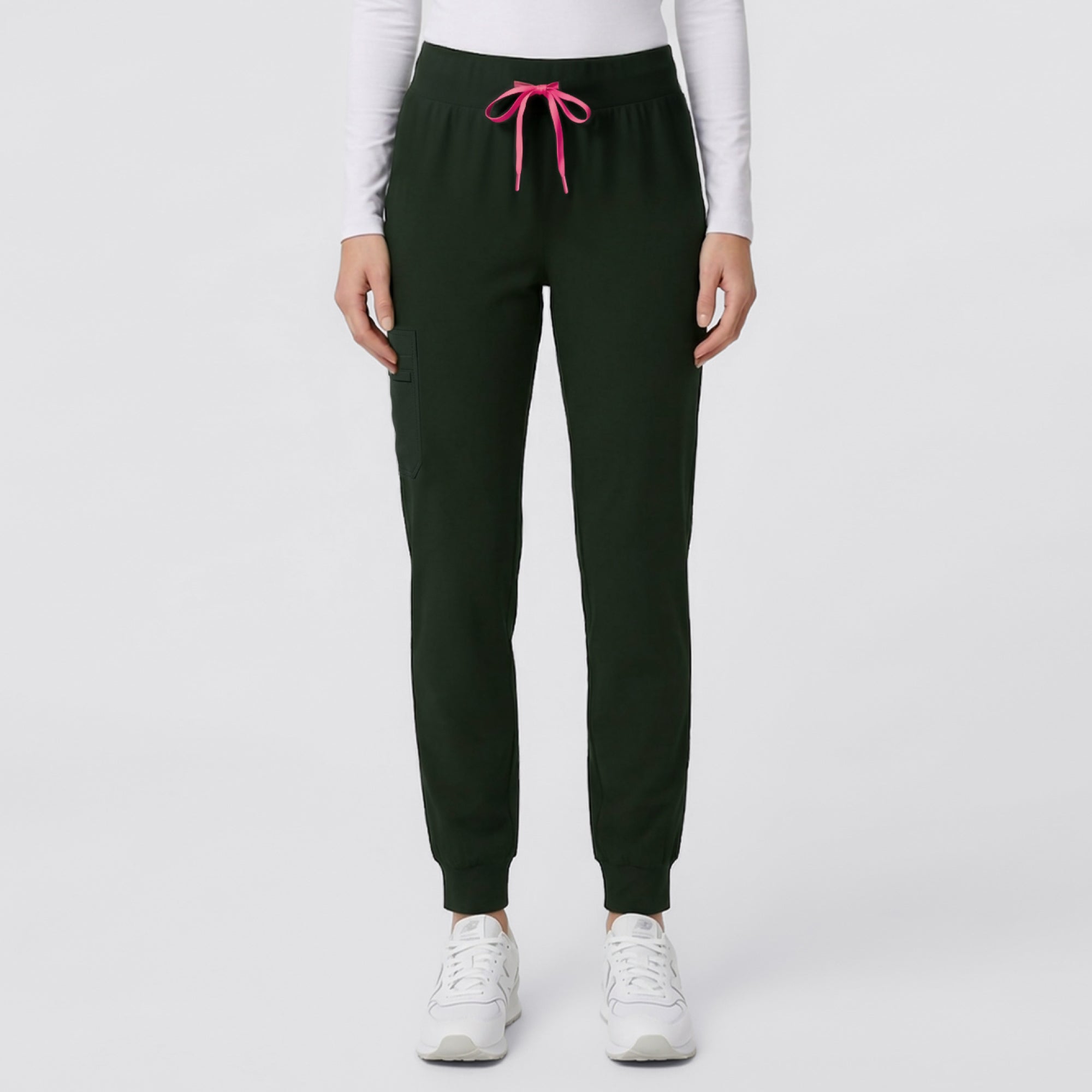 Zenir | Women's Soft Stretch High Waisted Jogger Scrub Pants - Olive Green