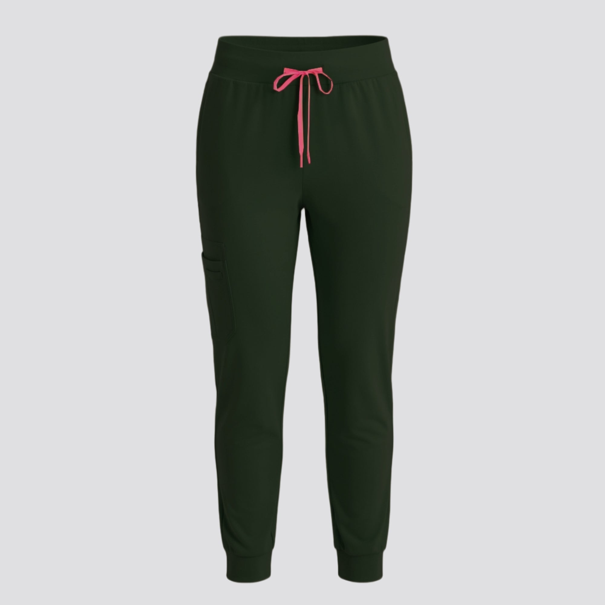 Zenir | Women's Soft Stretch High Waisted Jogger Scrub Pants - Olive Green