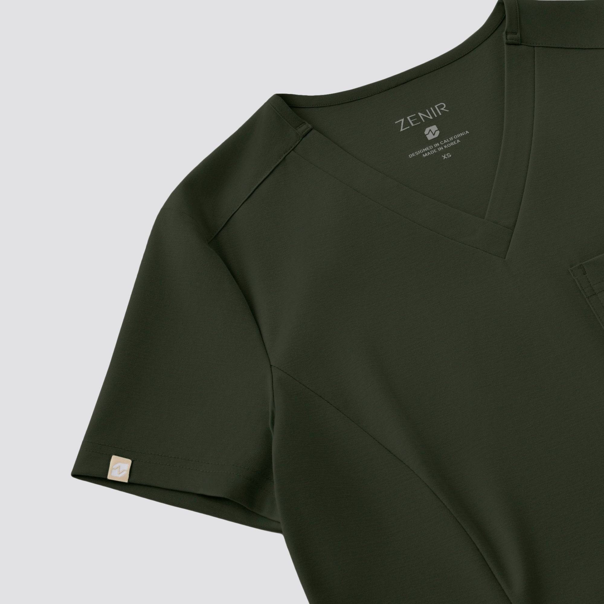 Zenir | Women's Soft Stretch Scrub Top - Olive Green