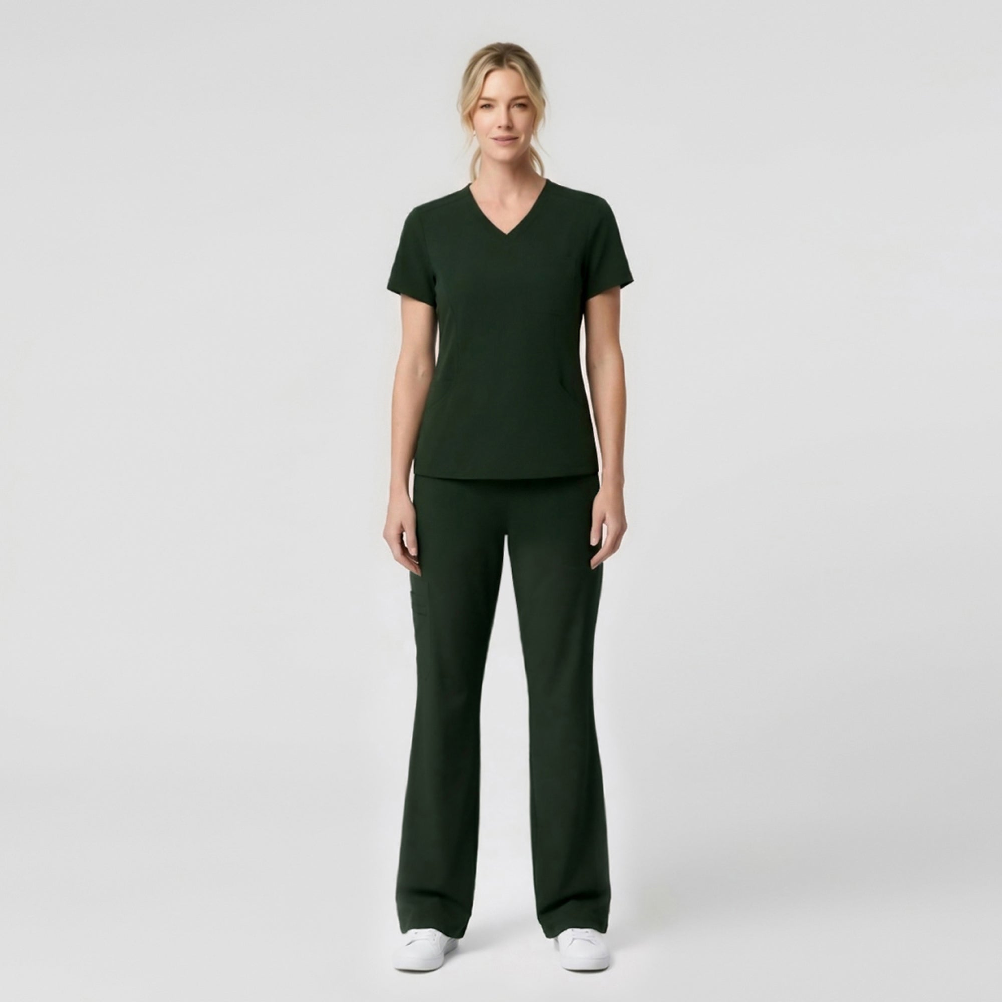 Zenir | Women's Soft Stretch Scrub Top - Olive Green