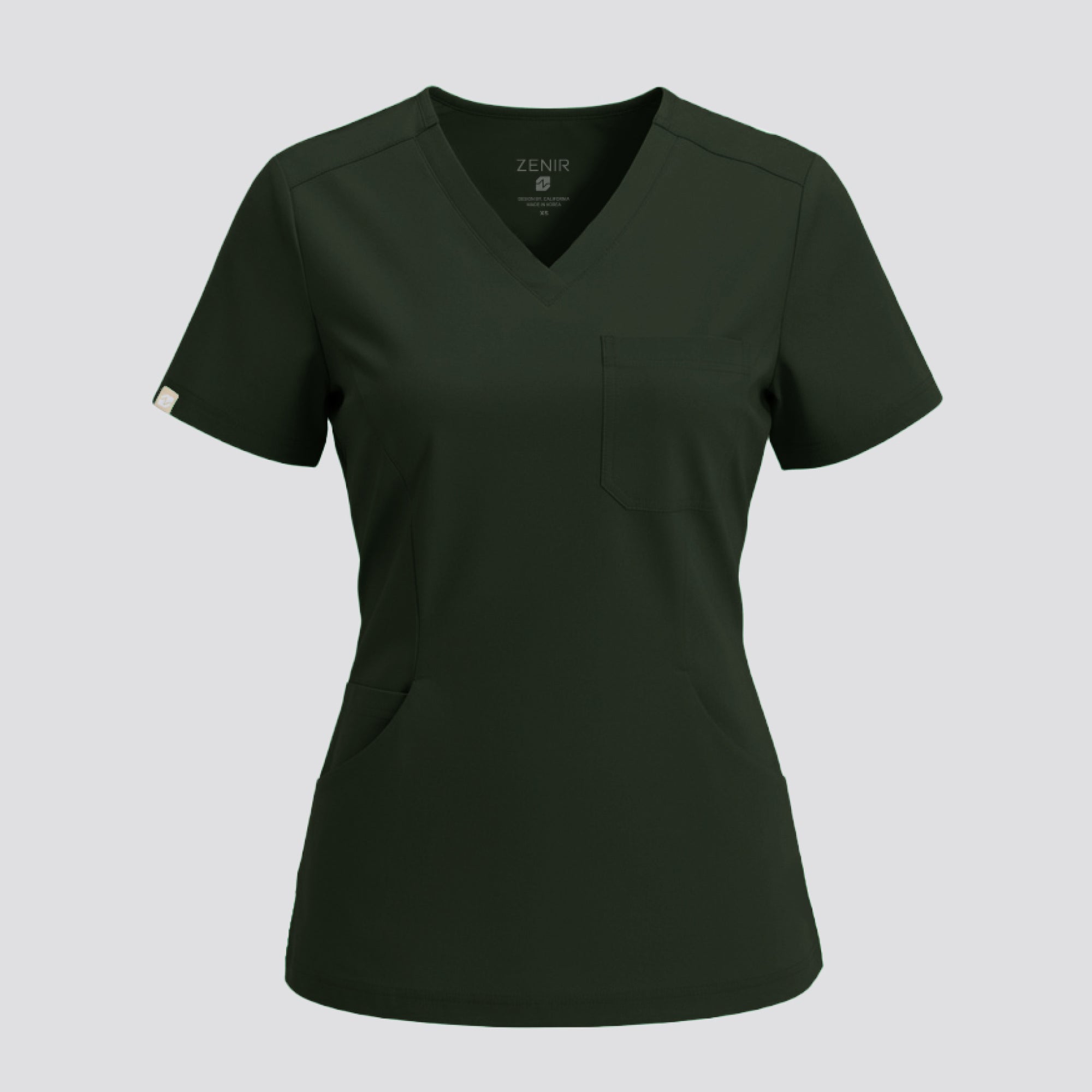 Zenir | Women's Soft Stretch Scrub Top - Olive Green