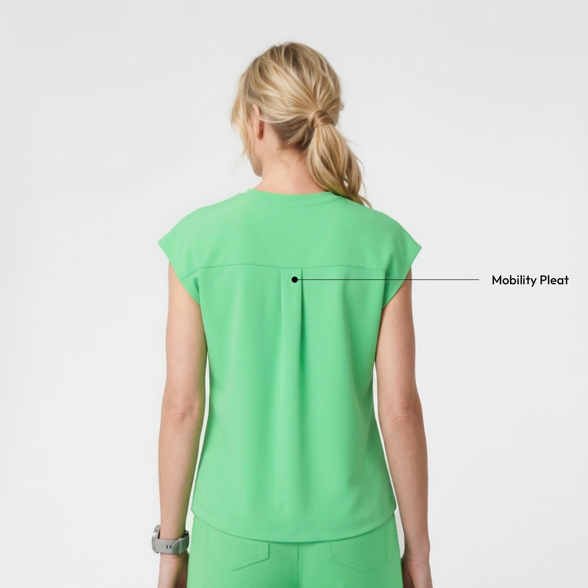 Zenir | Women's Soft Stretch Crewneck Scrub Top - Pistachio Green