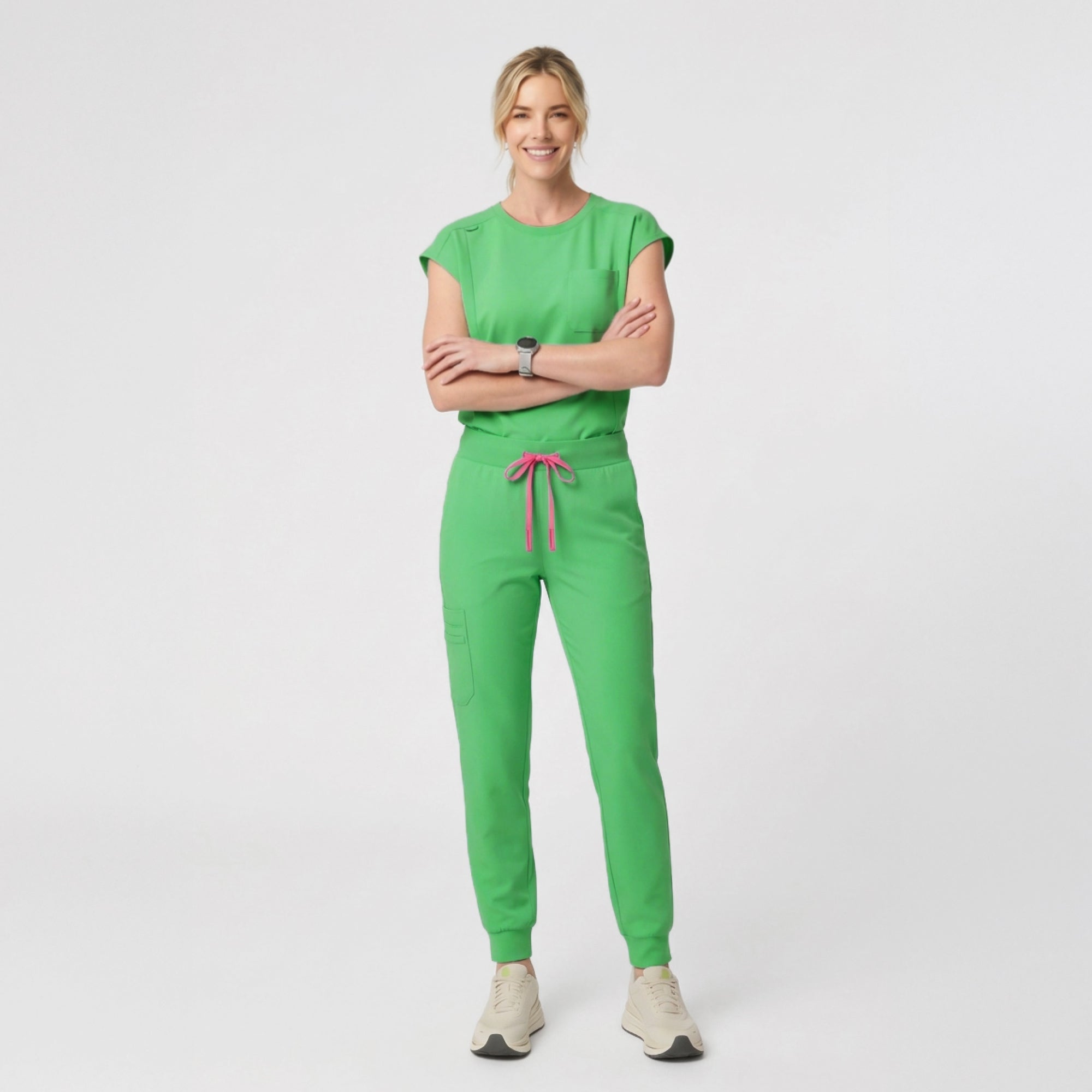 Zenir | Women's Soft Stretch Crewneck Scrub Top - Pistachio Green