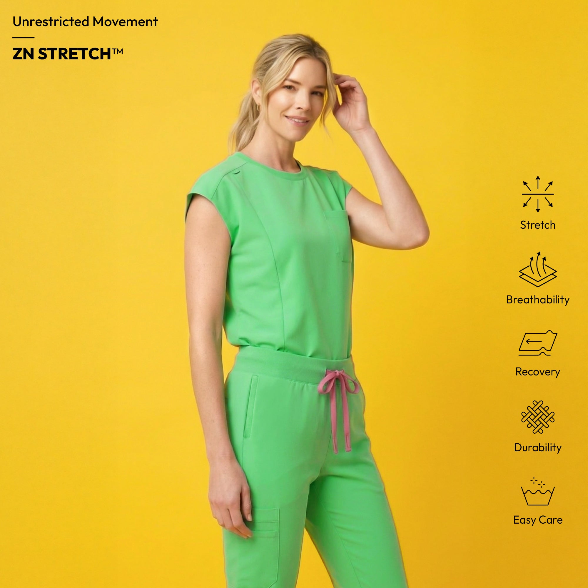 Zenir | Women's Soft Stretch Crewneck Scrub Top - Pistachio Green