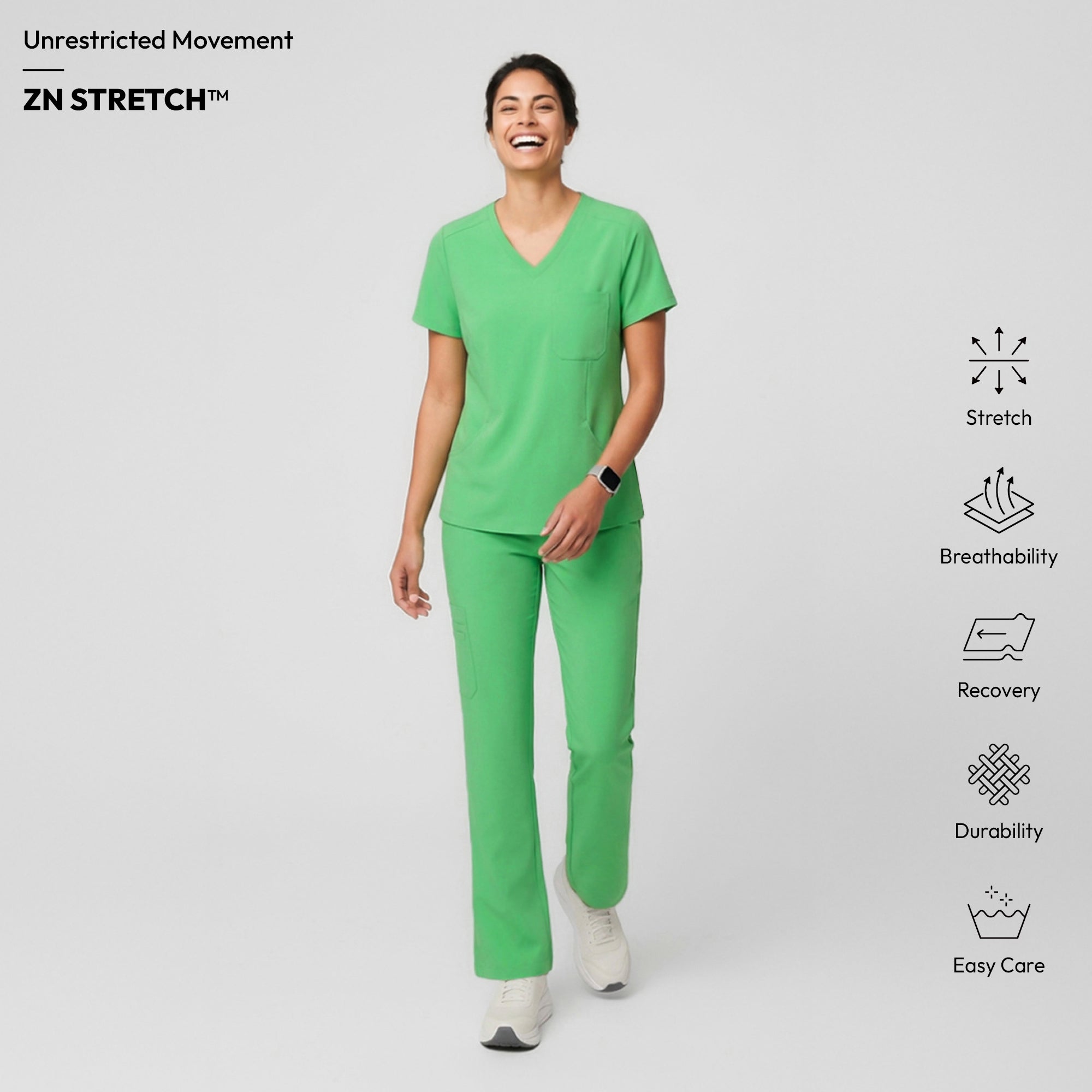 Zenir | Women's Soft Stretch High Waisted Flare Scrub Pants - Pistachio Green