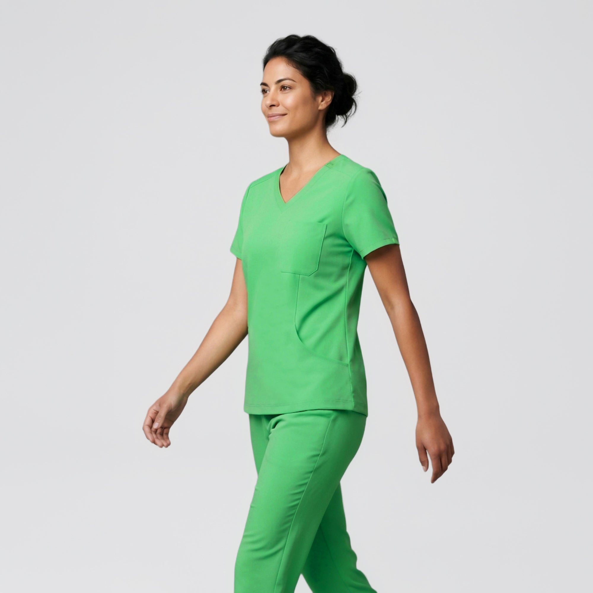 Zenir | Women's Soft Stretch High Waisted Flare Scrub Pants - Pistachio Green