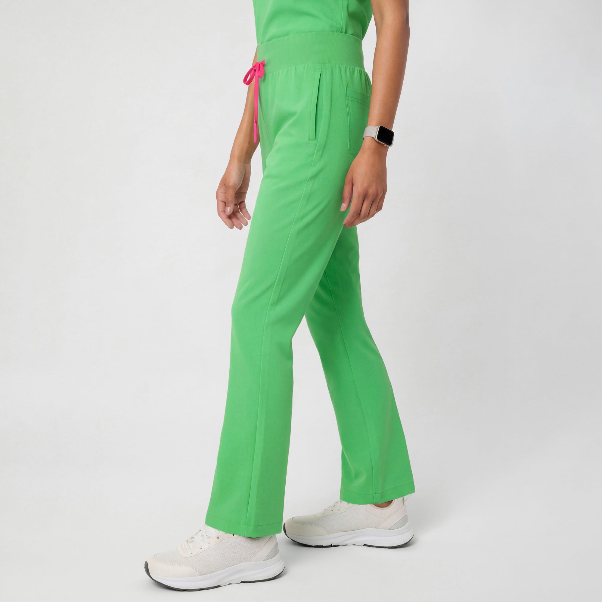 Zenir | Women's Soft Stretch High Waisted Flare Scrub Pants - Pistachio Green