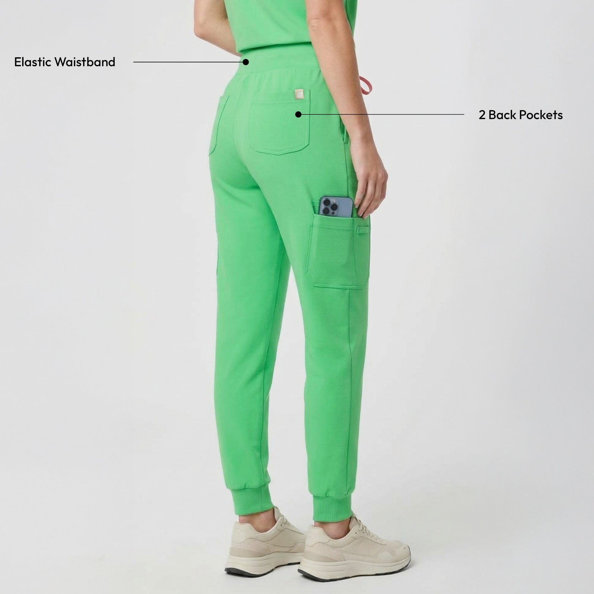 Zenir | Women's Soft Stretch High Waisted Jogger Scrub Pants - Pistachio Green