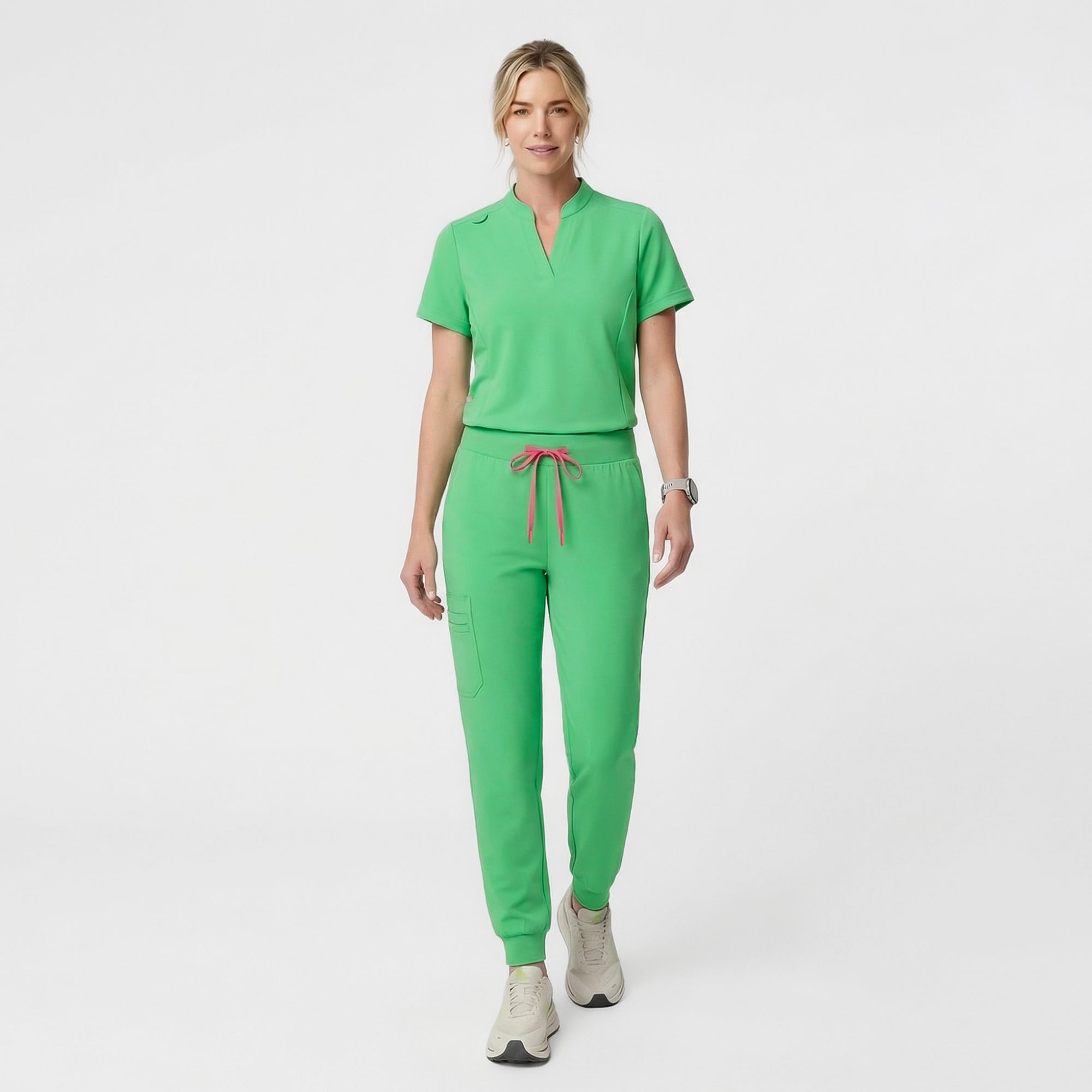 Zenir | Women's Soft Stretch High Waisted Jogger Scrub Pants - Pistachio Green