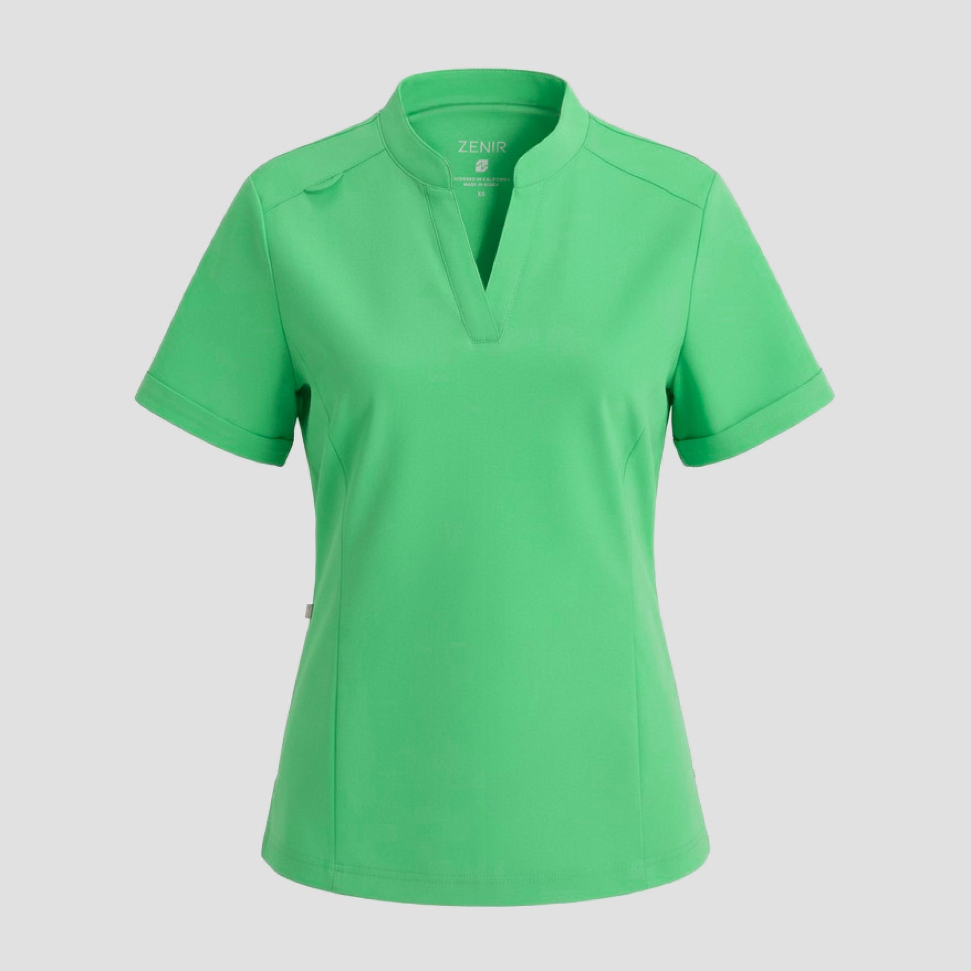 Zenir | Women's Soft Stretch Notched Scrub Top - Pistachio Green