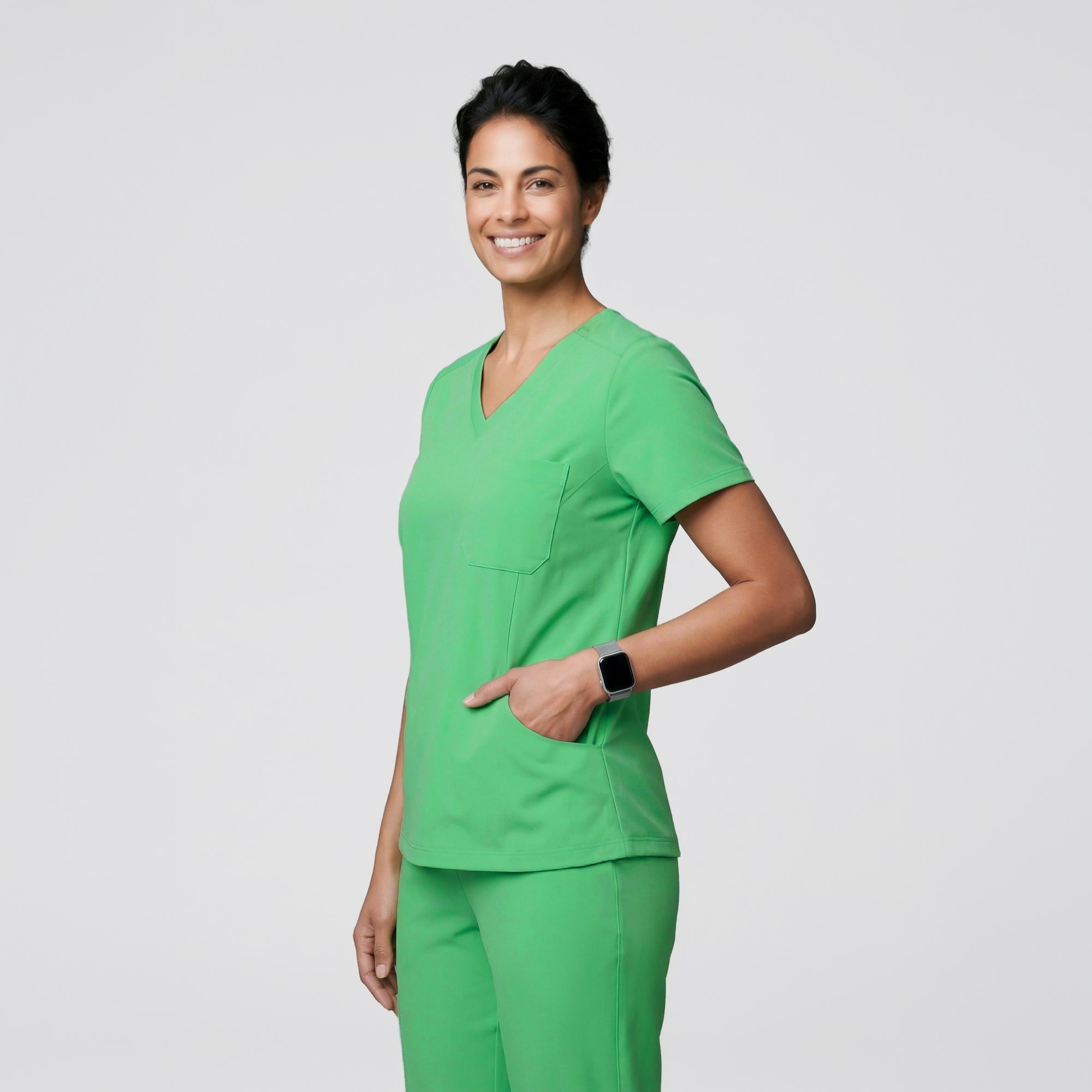 Zenir | Women's Soft Stretch Scrub Top - Pistachio Green