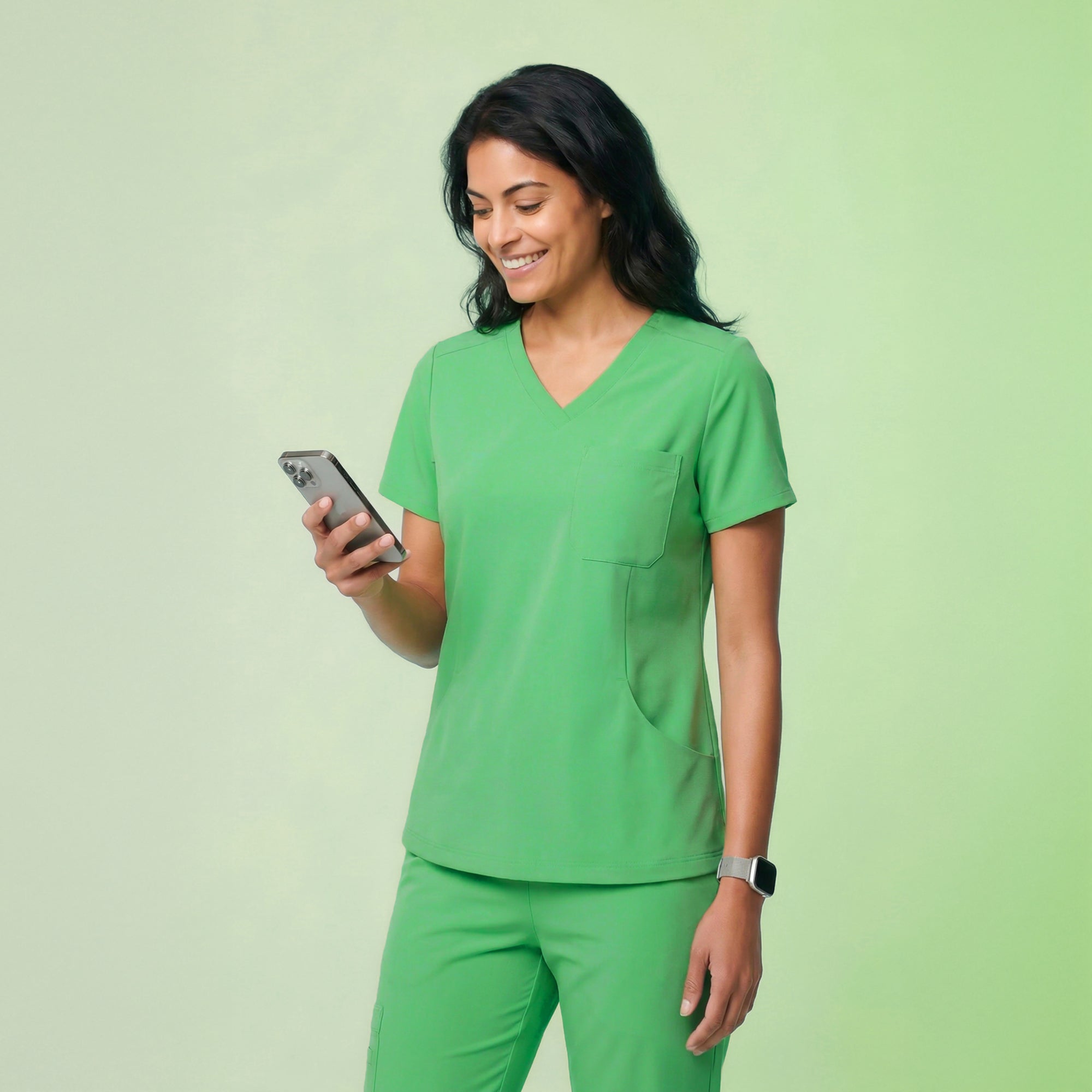 Zenir | Women's Soft Stretch Scrub Top - Pistachio Green