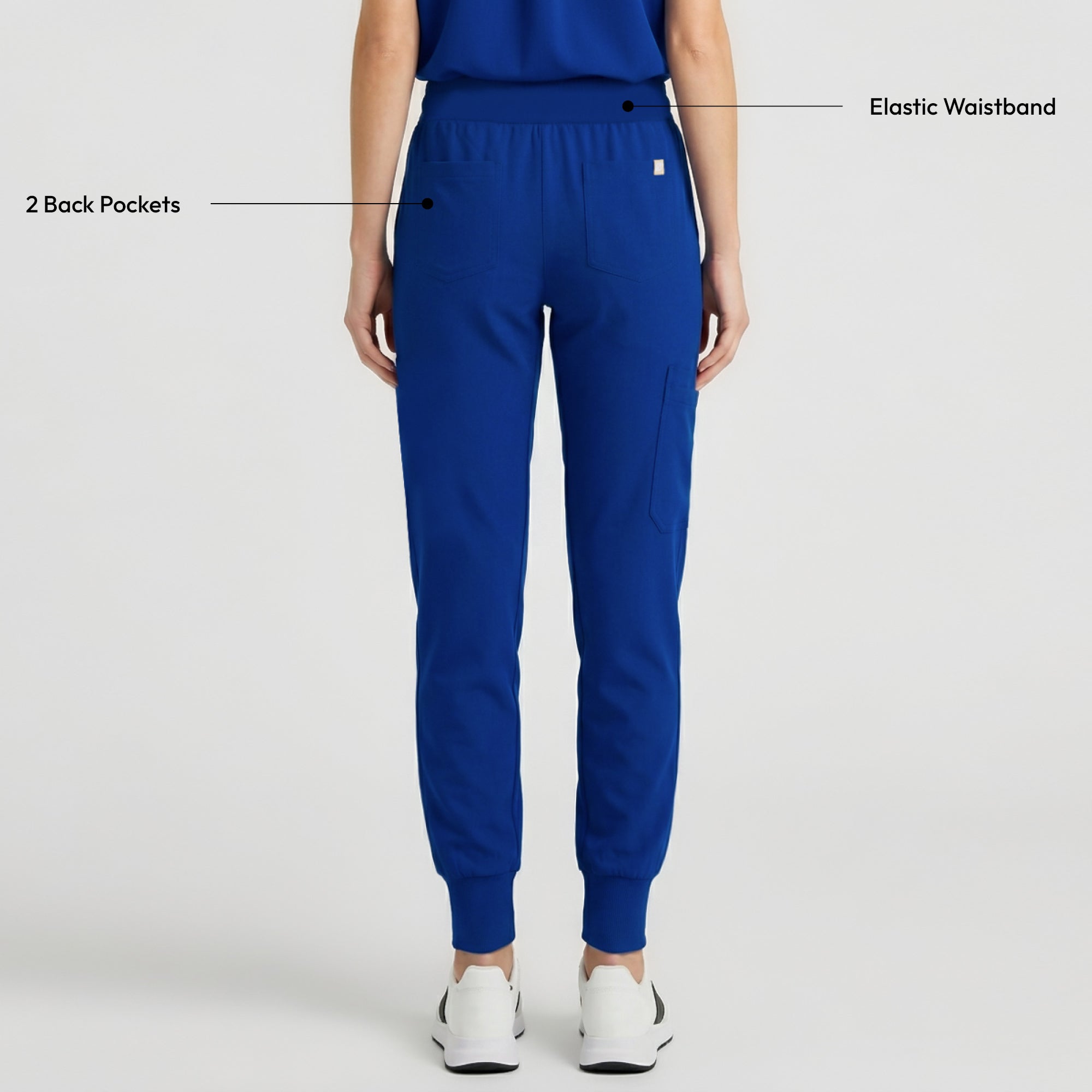Zenir | Women's Soft Stretch High Waisted Jogger Scrub Pants - Royal Blue