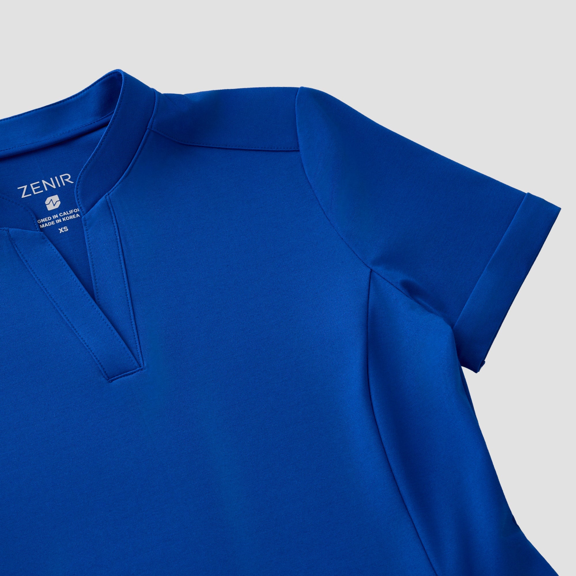 Zenir | Women's Soft Stretch Notched Scrub Top - Royal Blue