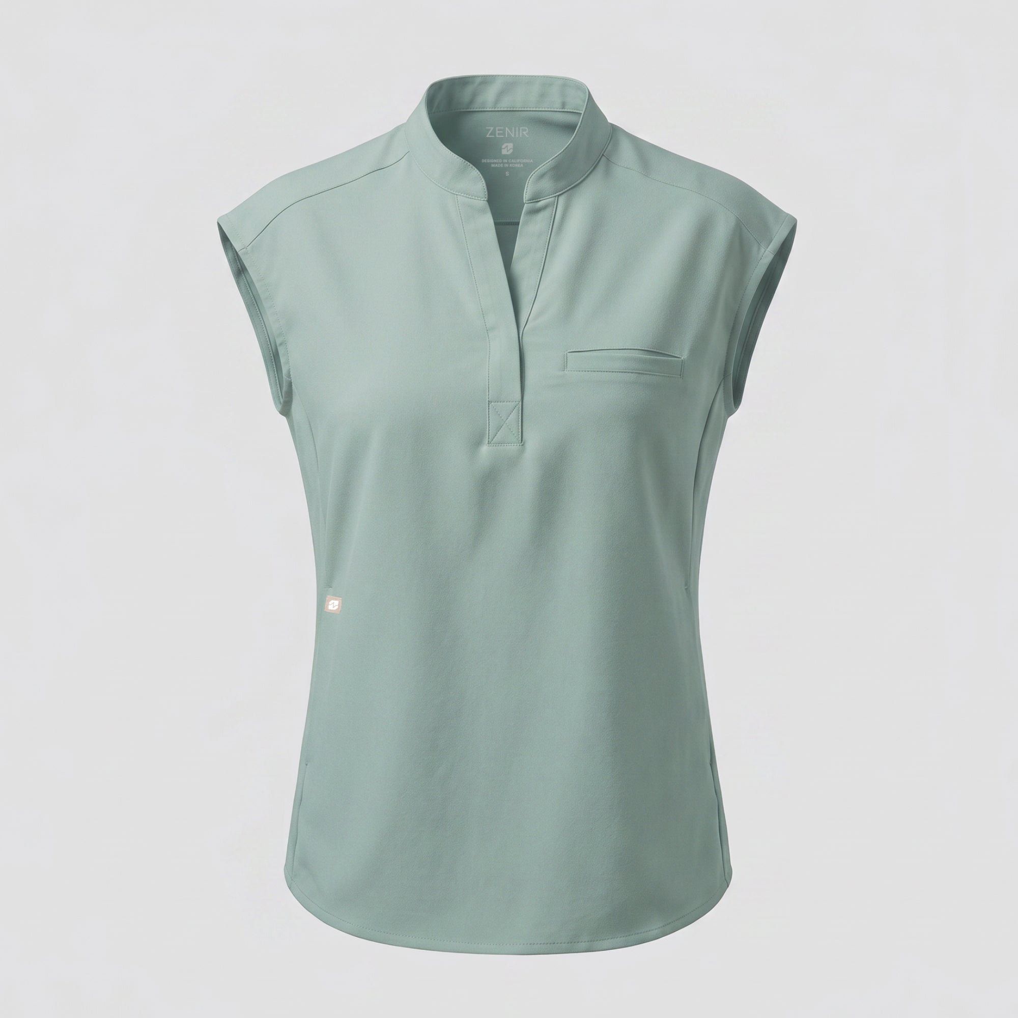 Zenir | Women's Mandarin Collar Scrub Top - Sage Green