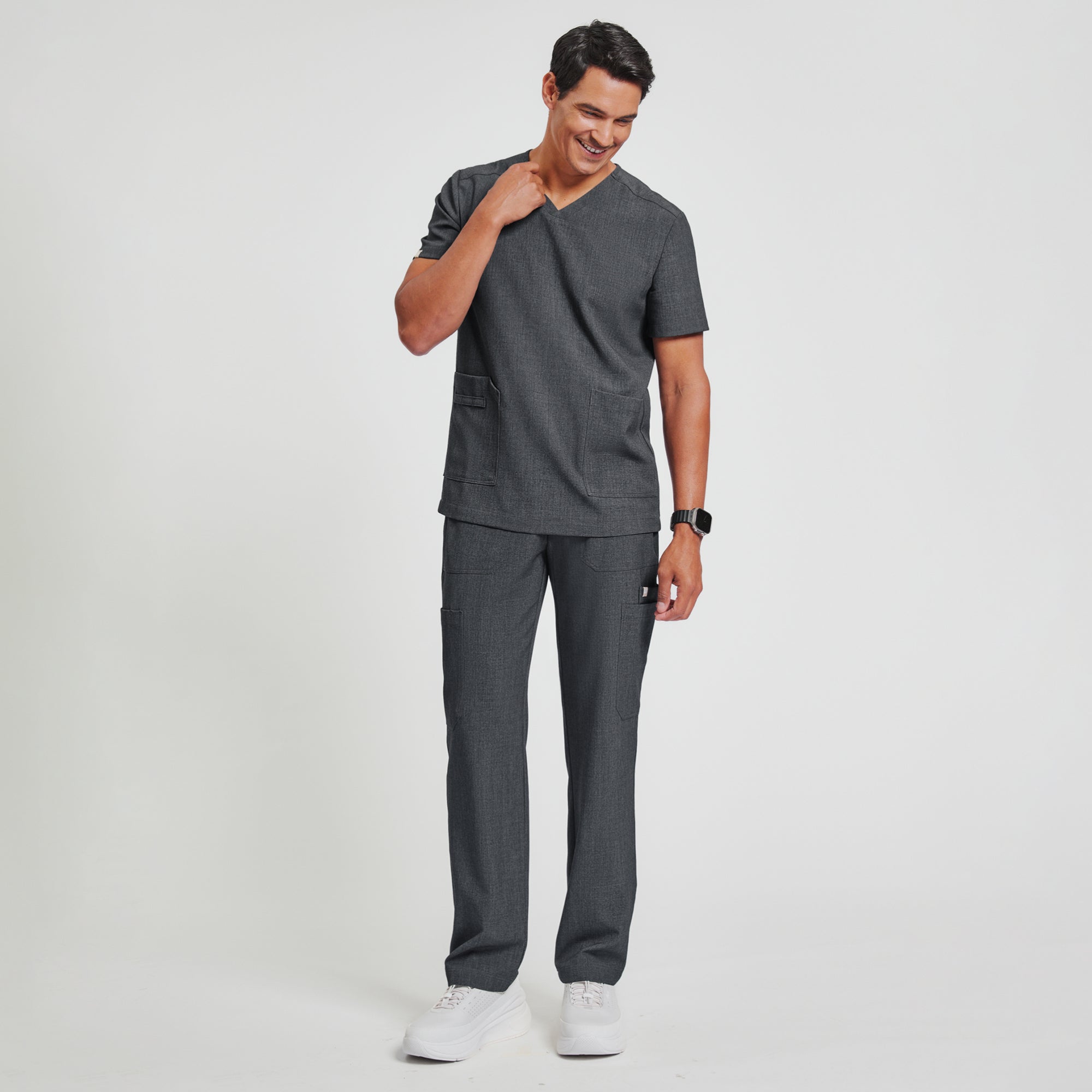 Zenir | Men's Essential 8-Pocket Straight Scrub Pants - Charcoal Gray
