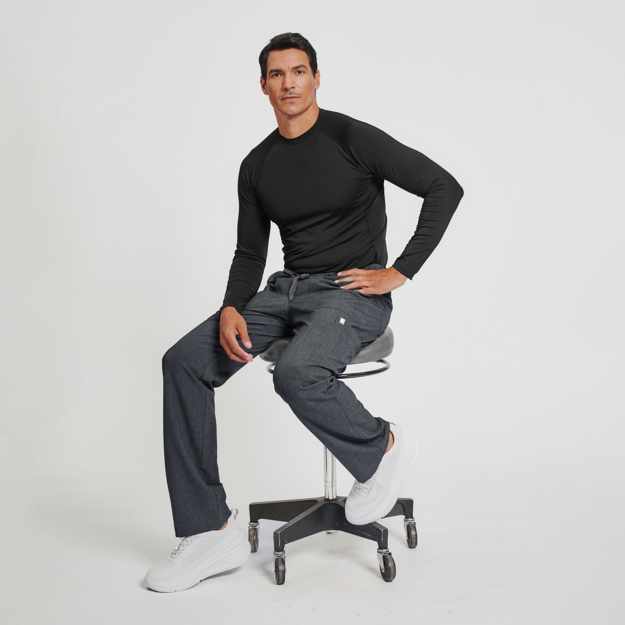 Zenir | Men's Essential 8-Pocket Straight Scrub Pants - Charcoal Gray