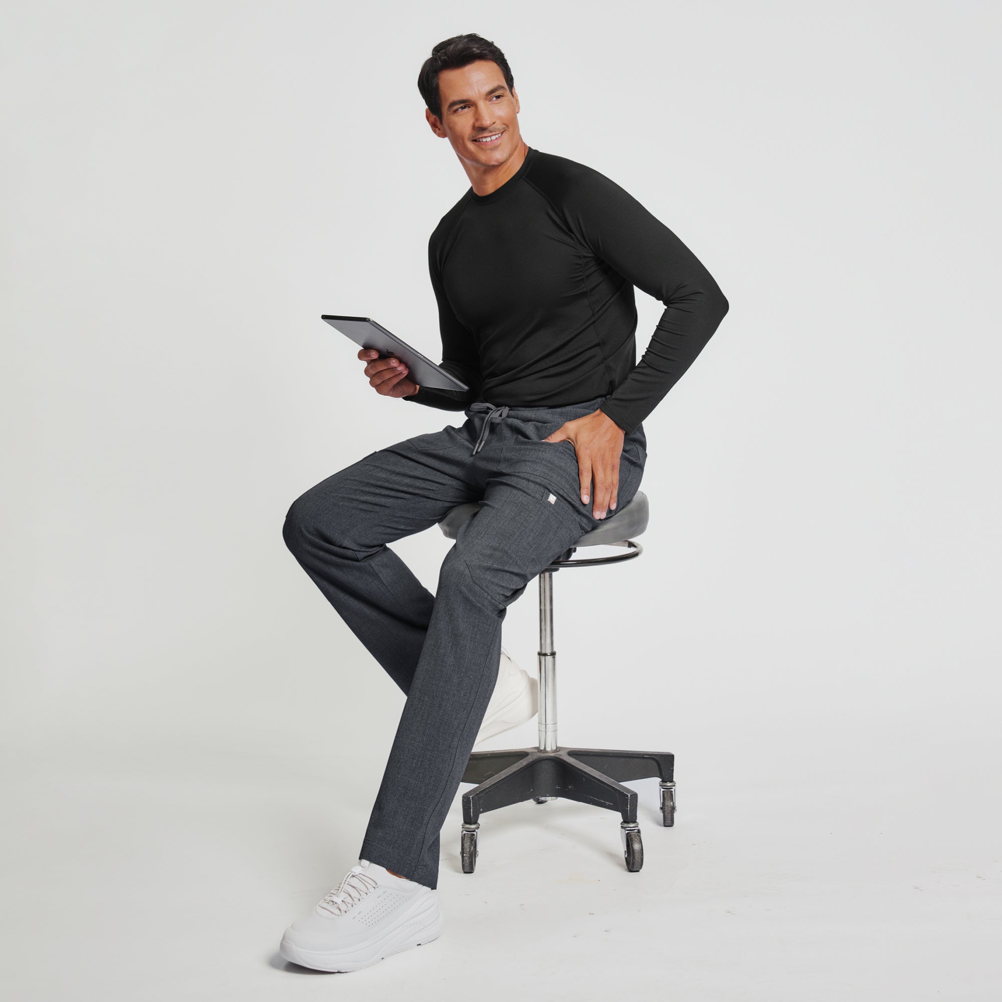 Zenir | Men's Essential 8-Pocket Straight Scrub Pants - Charcoal Gray