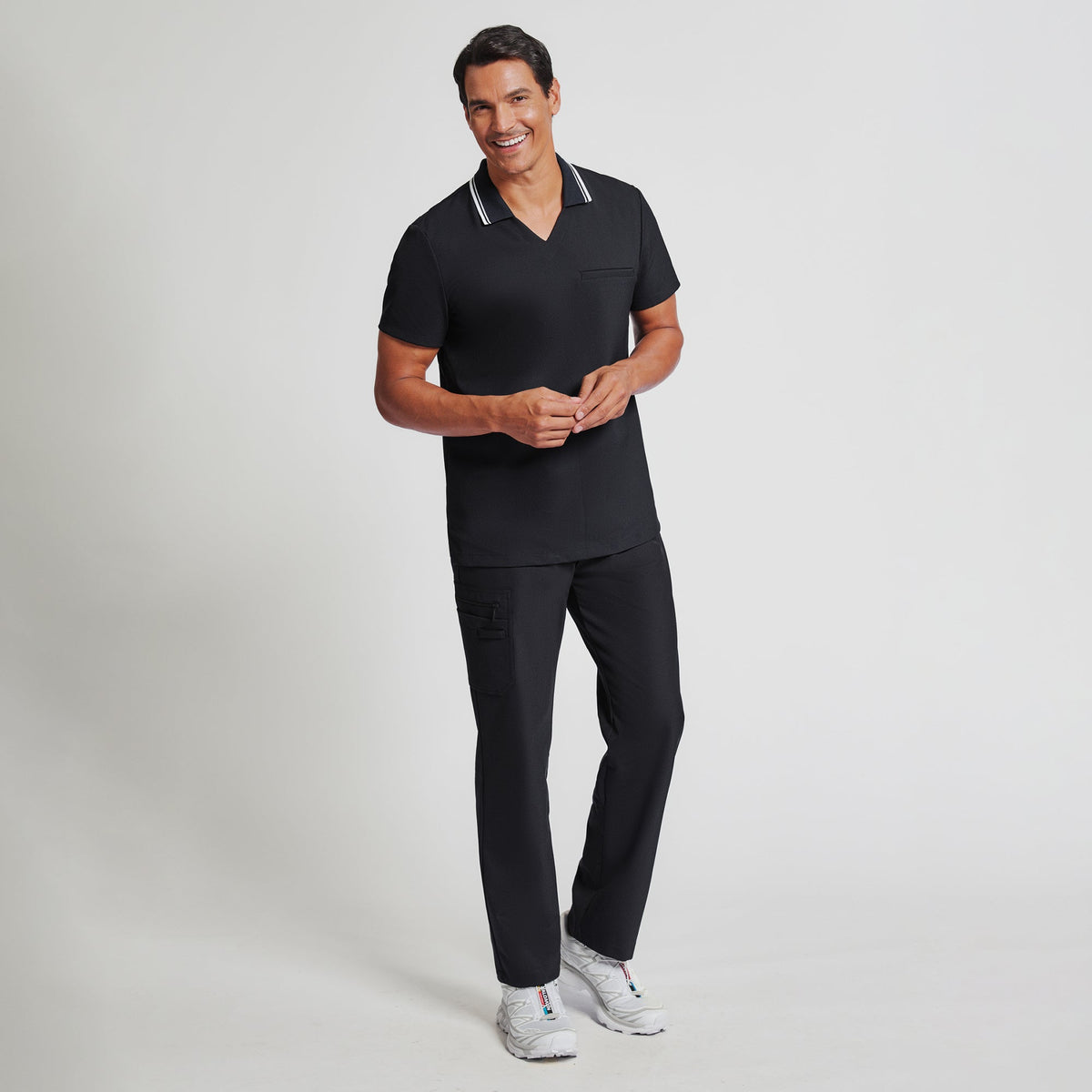 Zenir | Men's Performance Polo Scrub Top - Jet Black