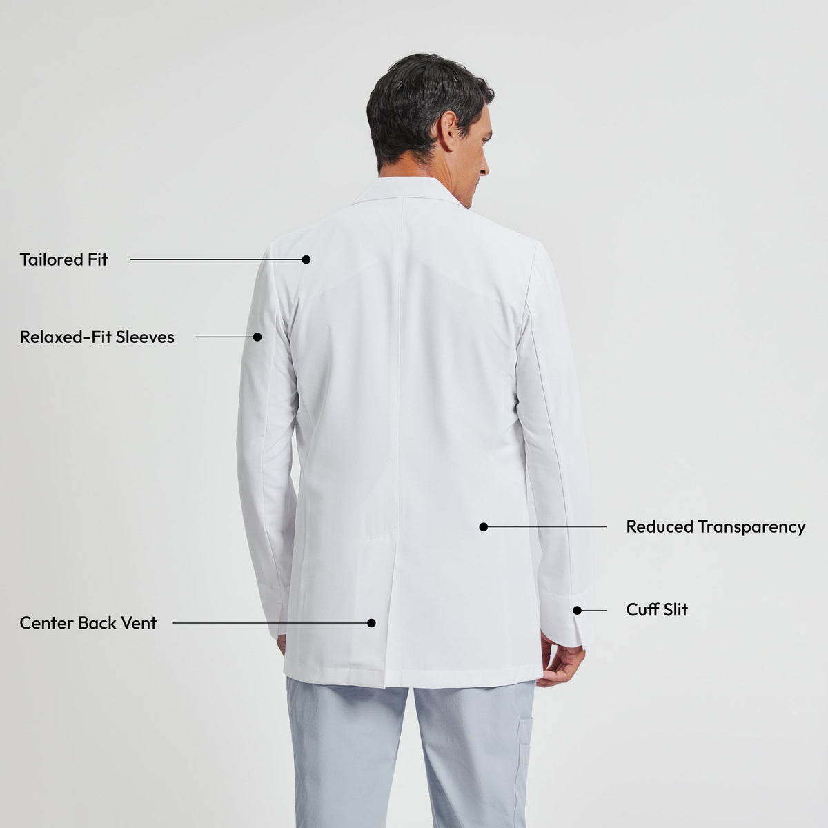 Zenir | Men's Utility Short Lab Coat LCM-102 - White