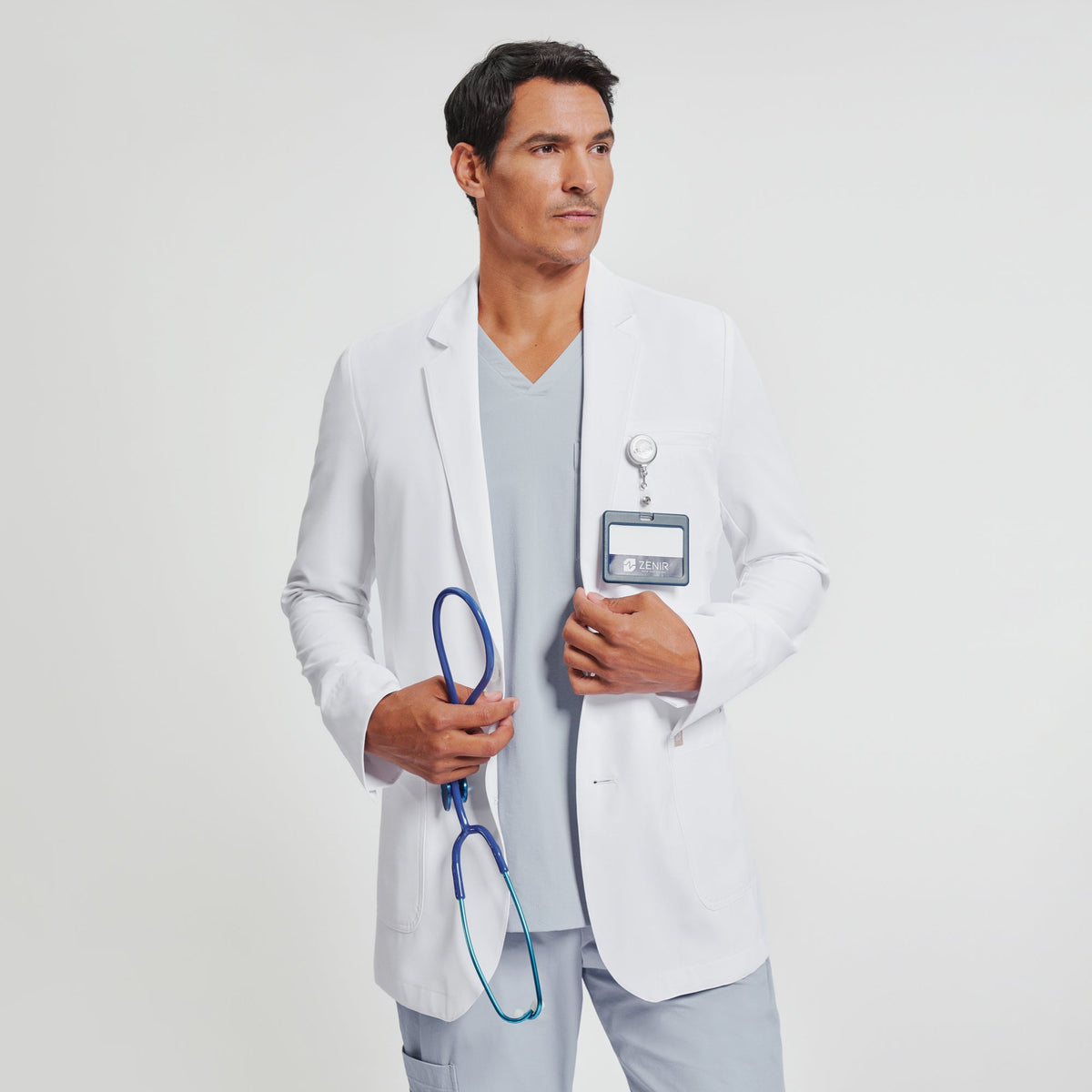 Zenir | Men's Utility Short Lab Coat LCM-102 - White
