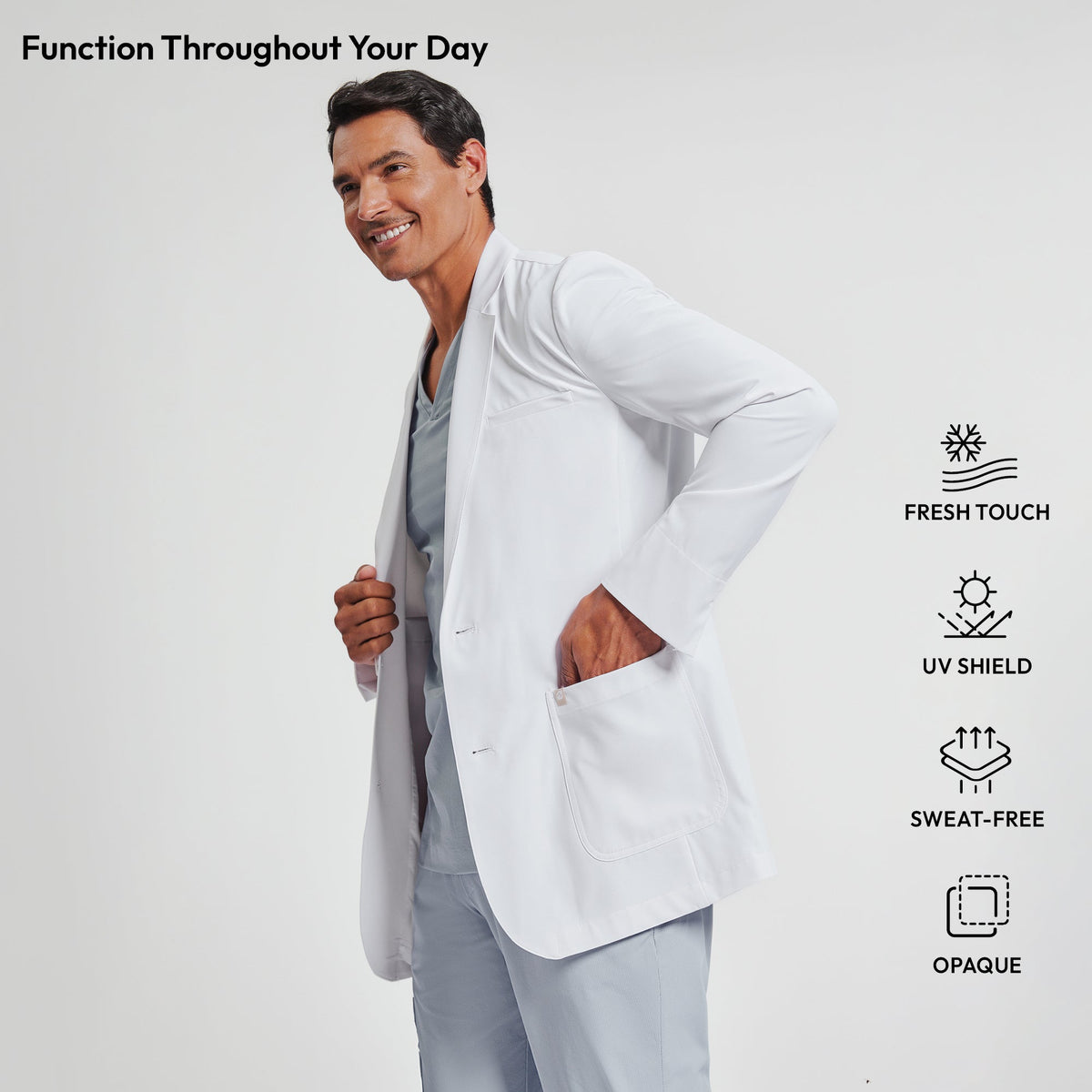 Zenir | Men's Utility Short Lab Coat LCM-102 - White