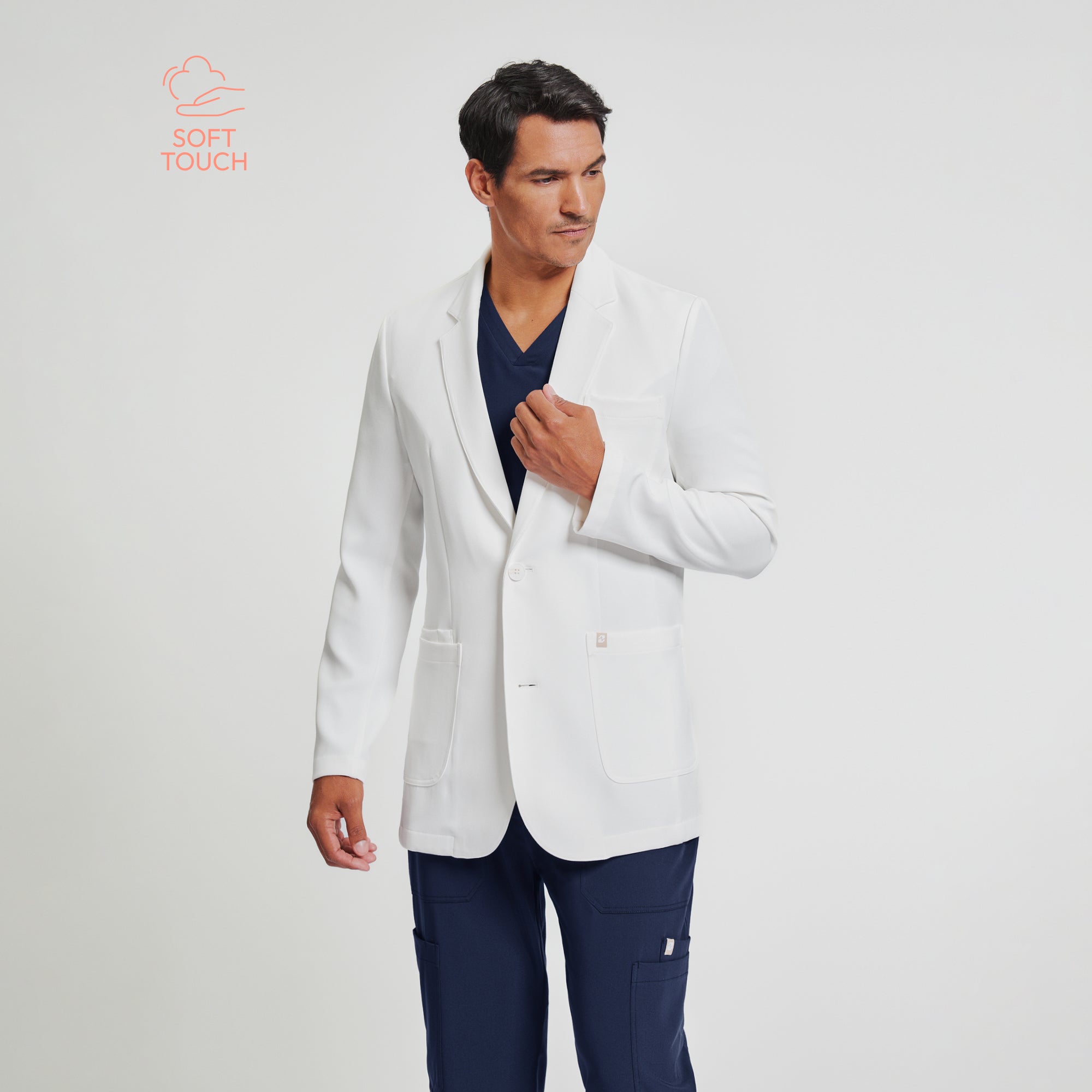 Zenir | Structured Standard Short Lab Coat LCM-201 - Ivory White