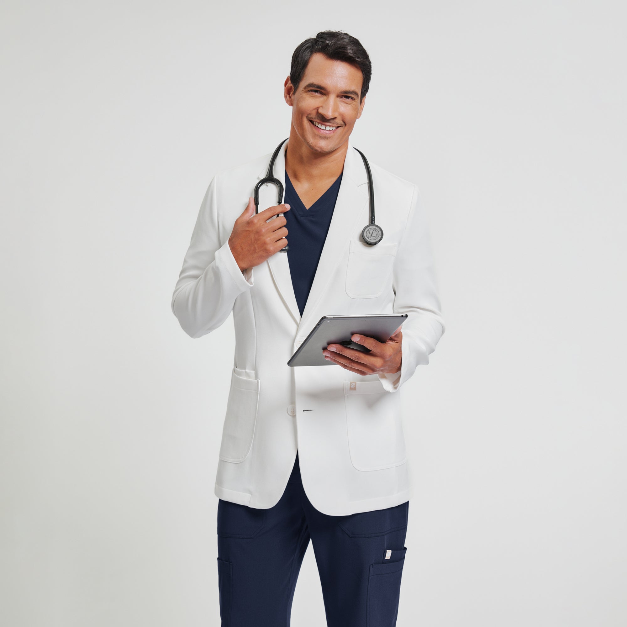 Zenir | Structured Standard Short Lab Coat LCM-201 - Ivory White