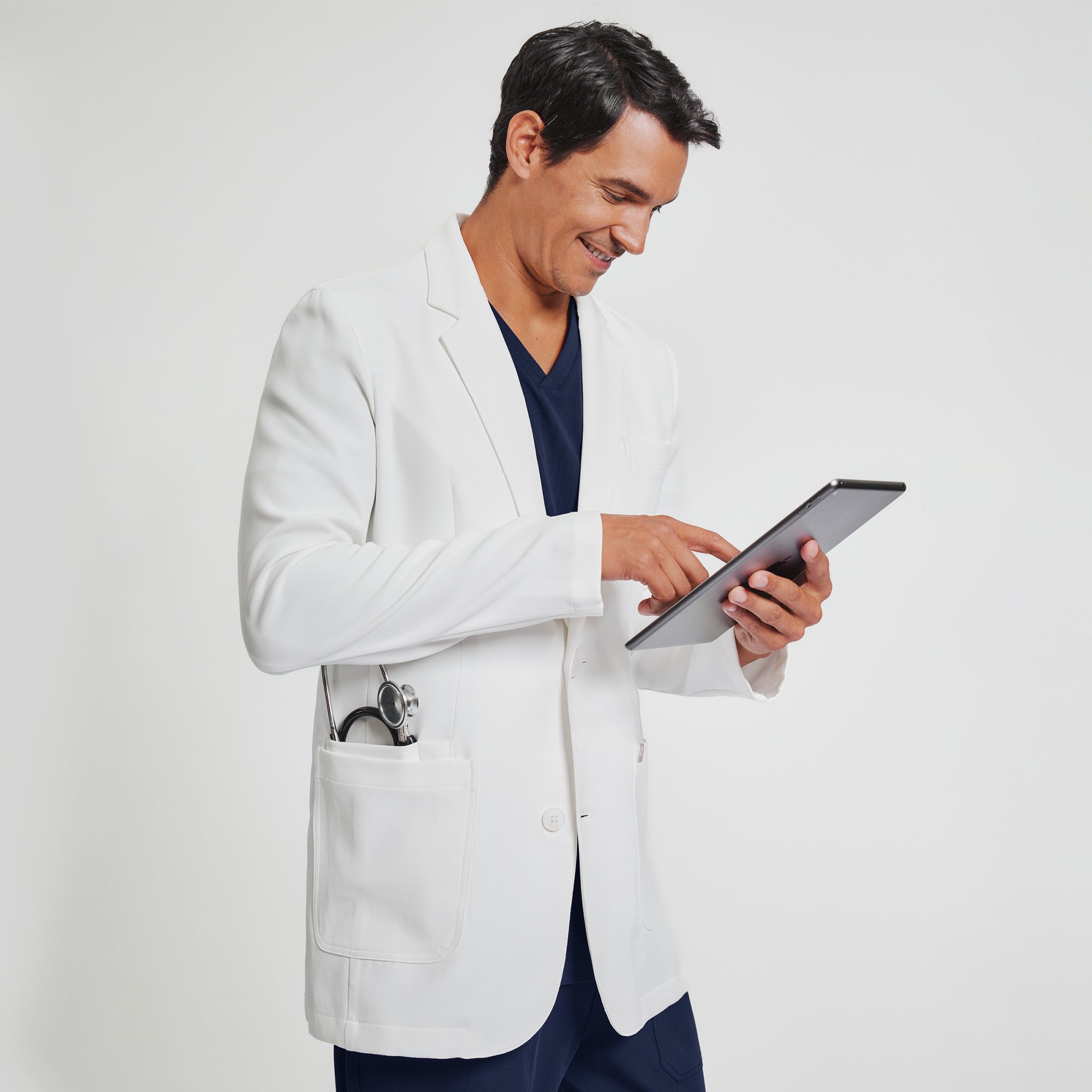 Zenir | Structured Standard Short Lab Coat LCM-201 - Ivory White