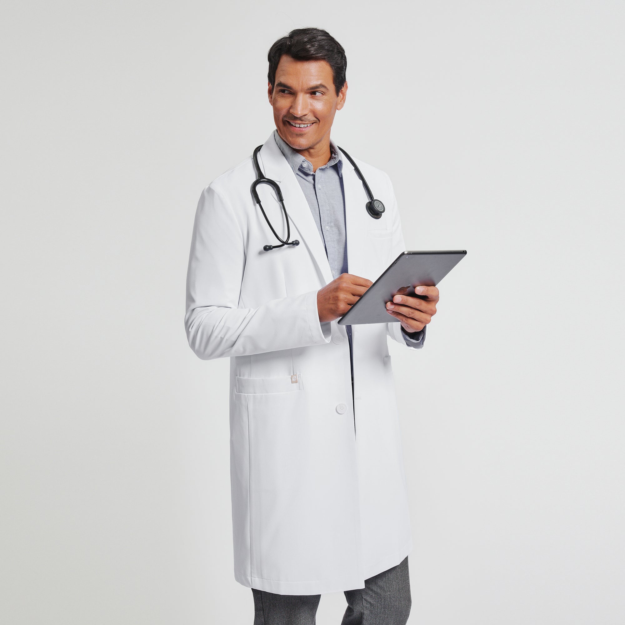 Zenir | Men's Professional Long Lab Coat LCM-303 - White