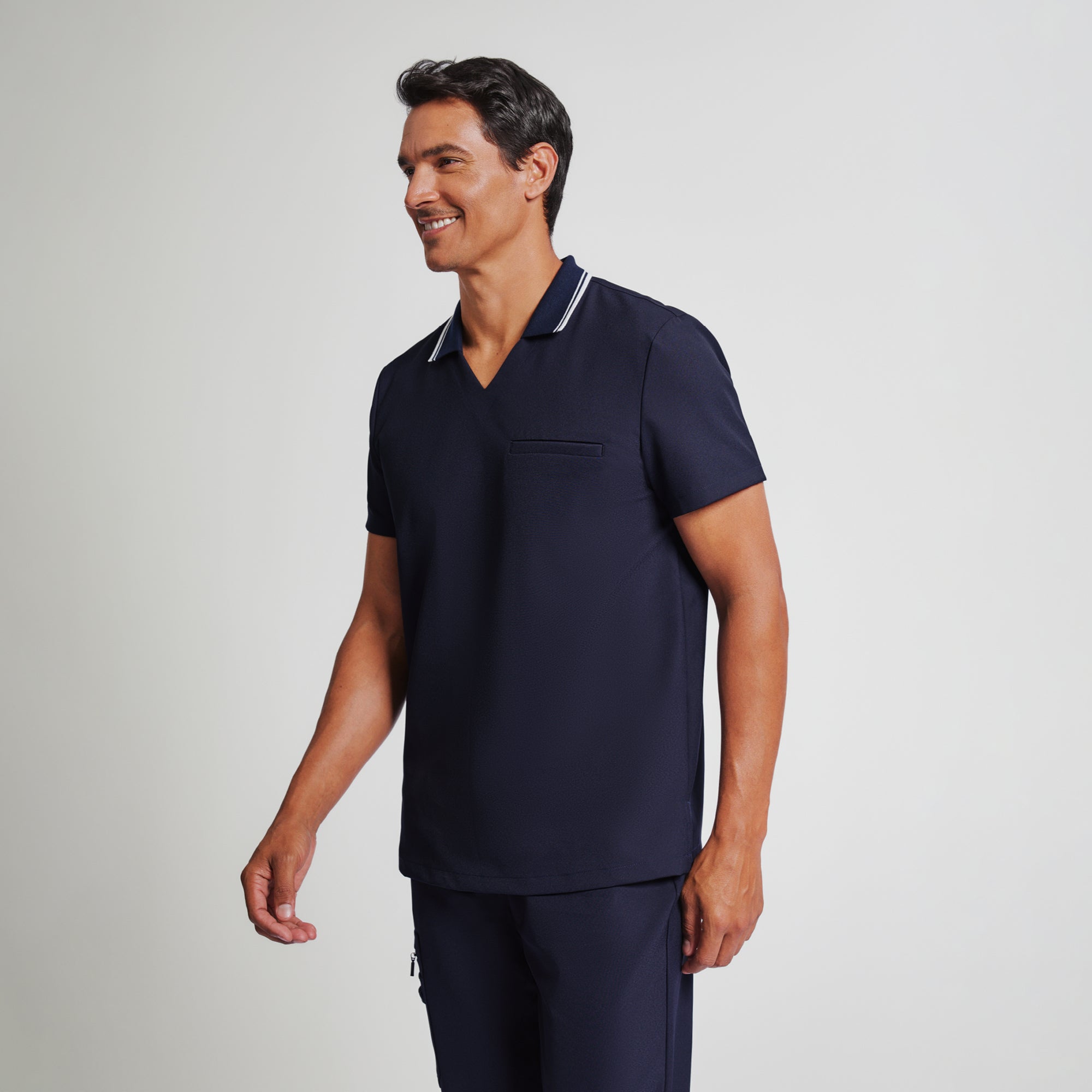 Zenir | Men's Performance Polo Scrub Top - Midnight Navy