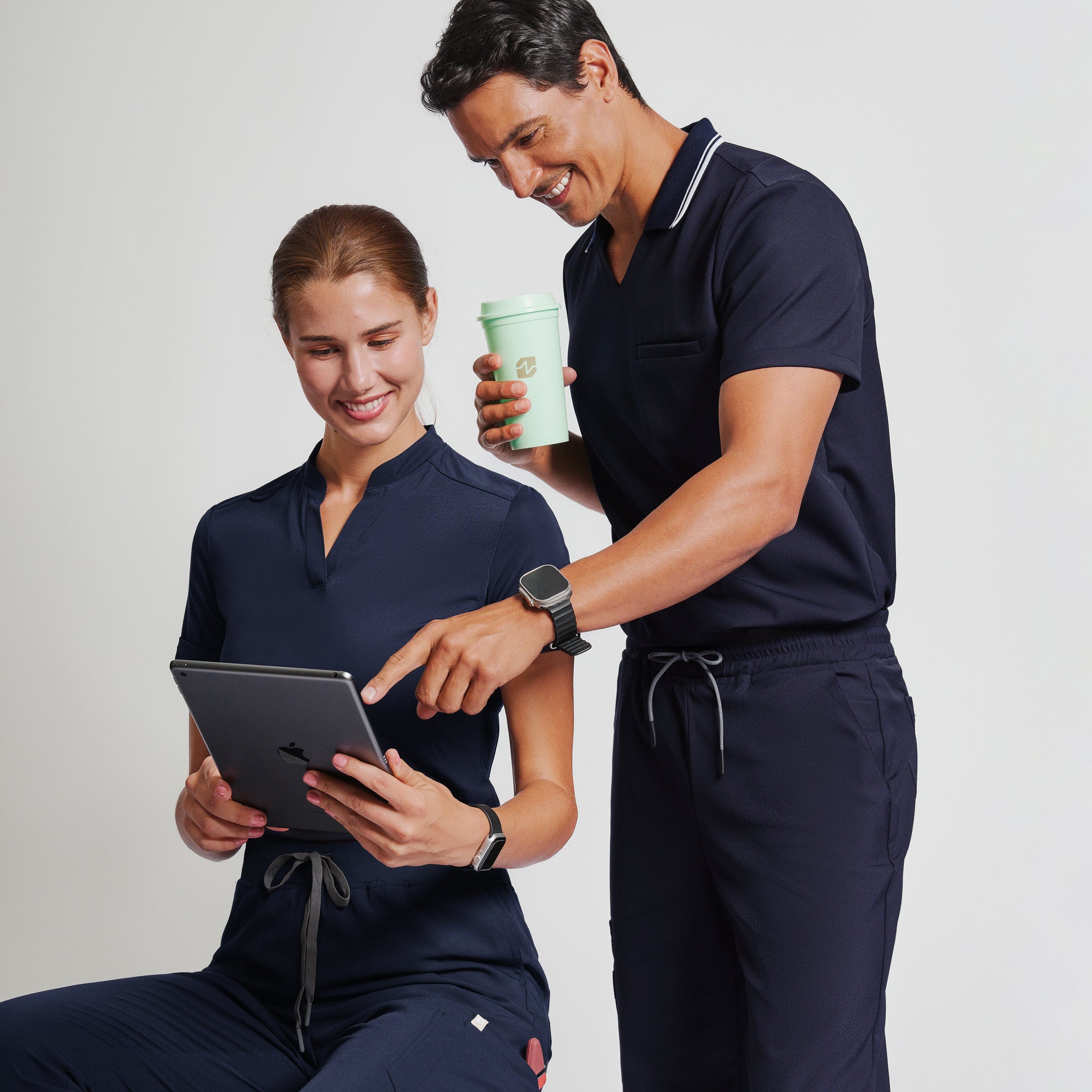 Zenir | Men's Performance Polo Scrub Top - Midnight Navy