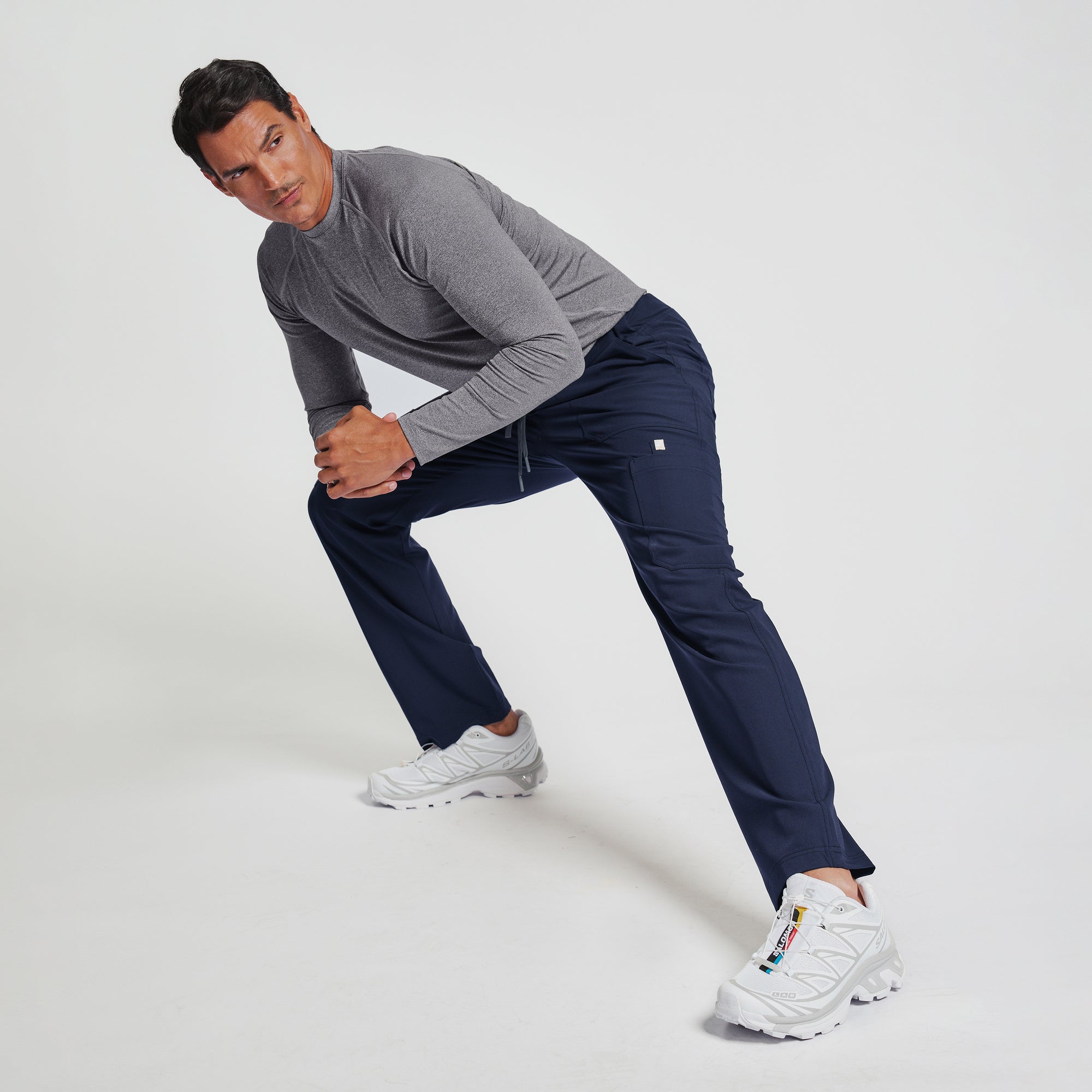 Zenir | Men's Essential 8-Pocket Straight Scrub Pants - Navy