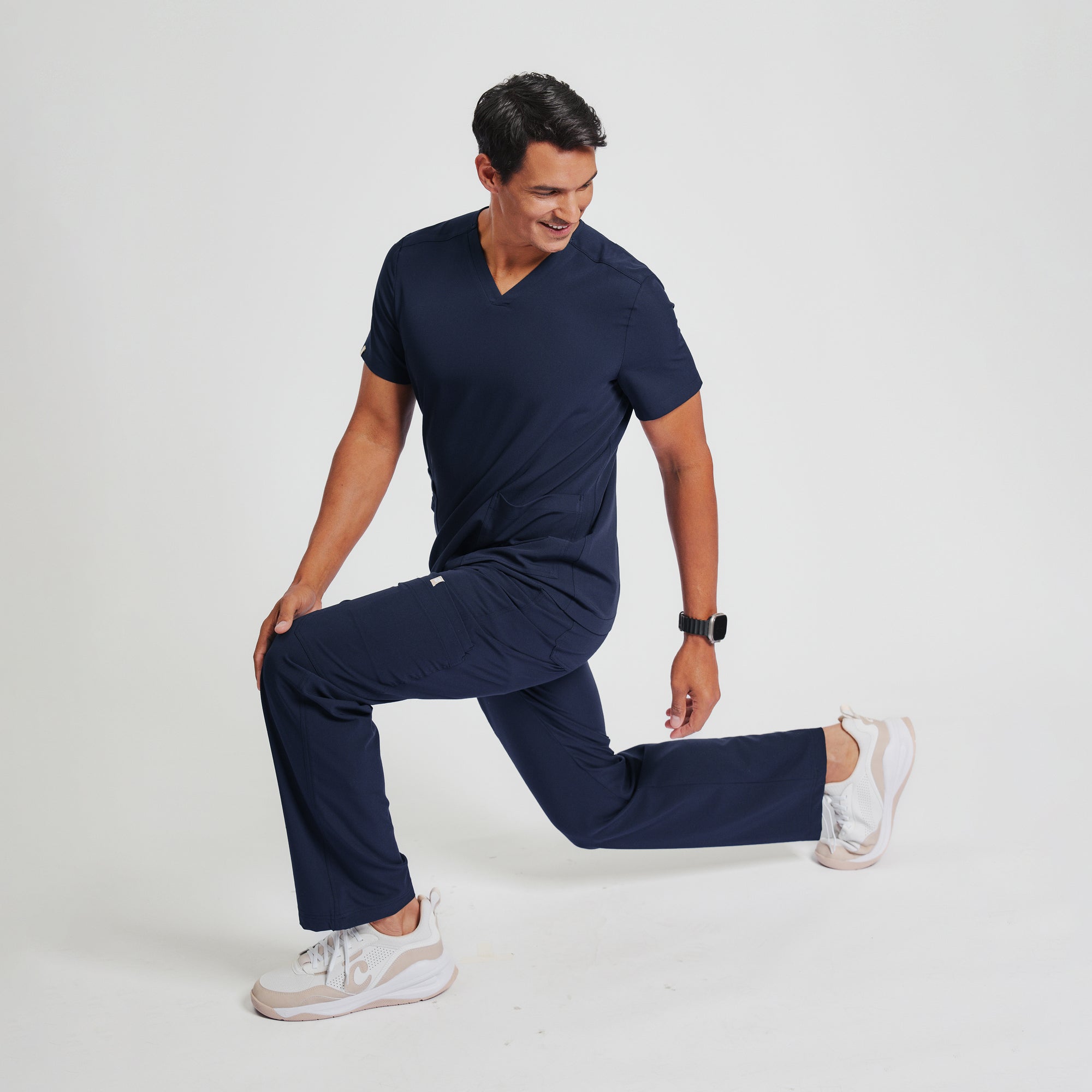 Zenir | Men's Essential 8-Pocket Straight Scrub Pants - Navy
