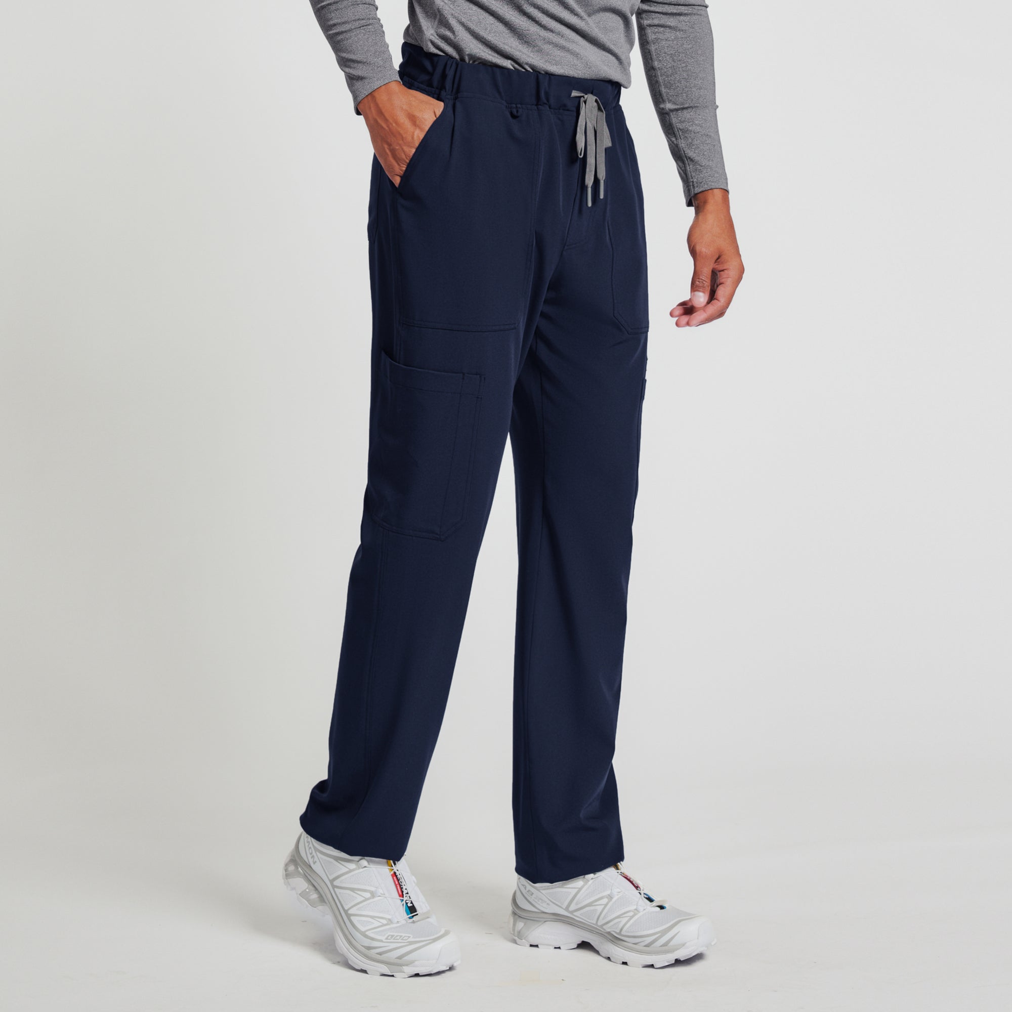 Zenir | Men's Essential 8-Pocket Straight Scrub Pants - Navy